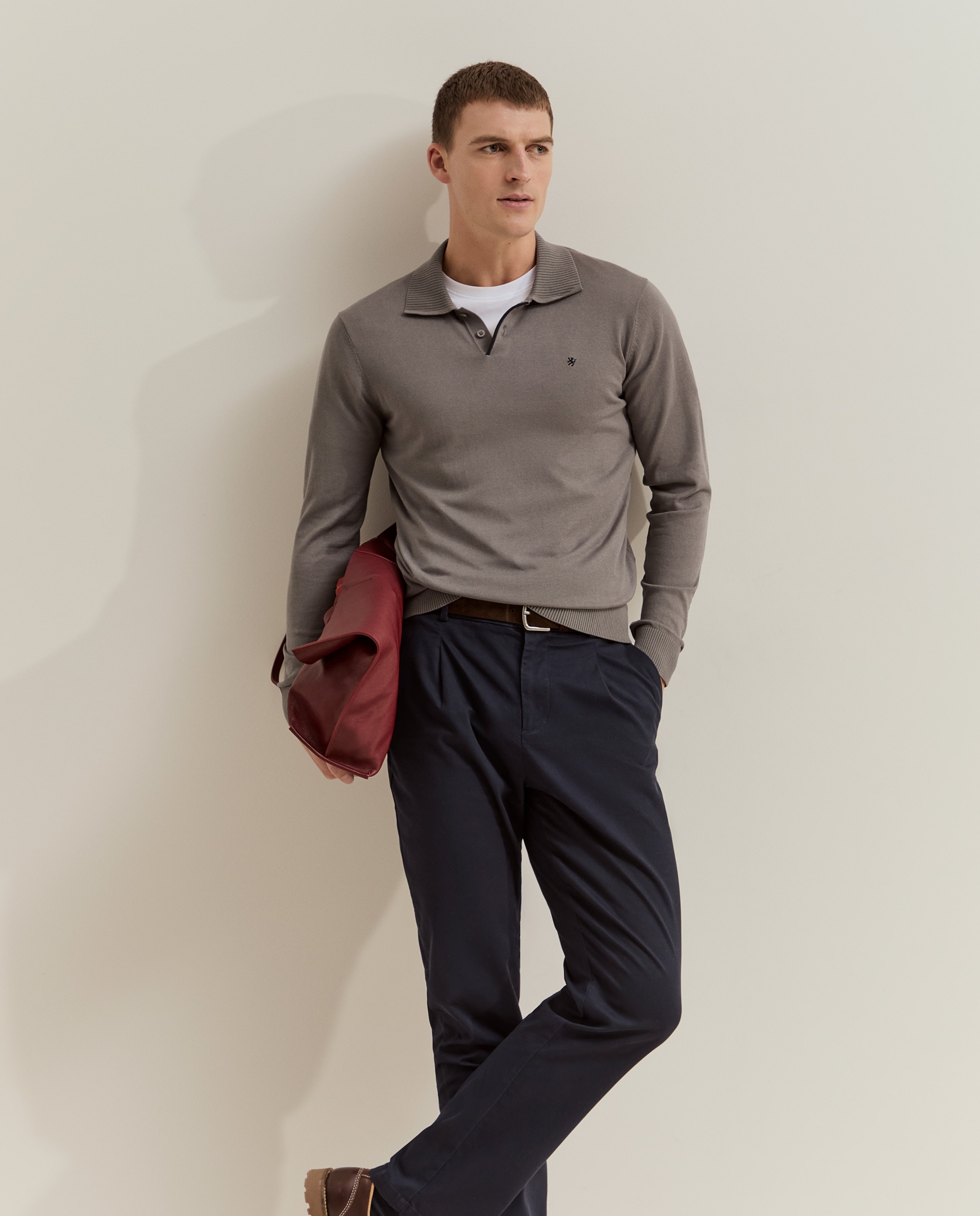 Polo de hombre de seda y algodón - Lion of Porches - Gris Gris-2