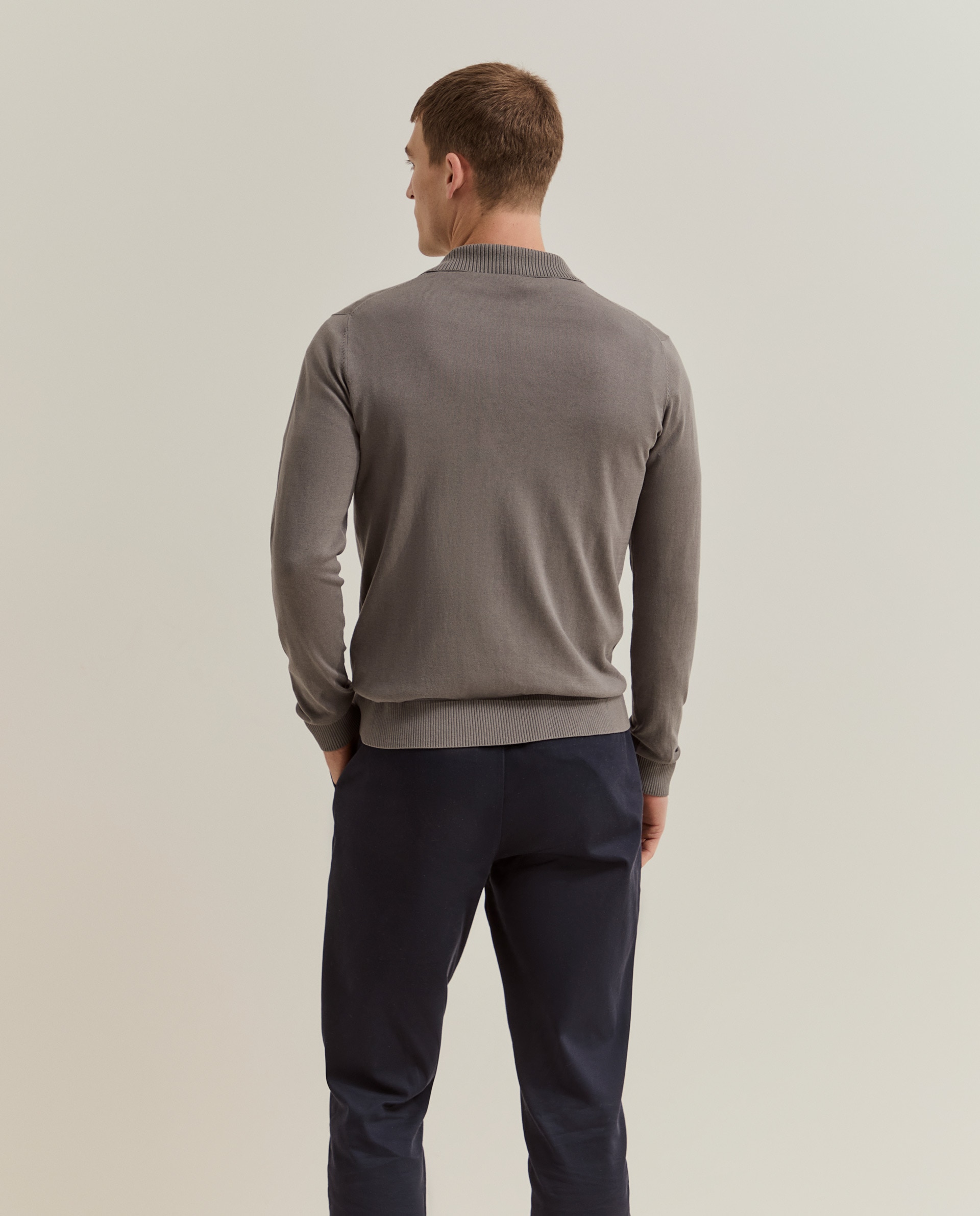 Polo de hombre de seda y algodón - Lion of Porches - Gris Gris-3