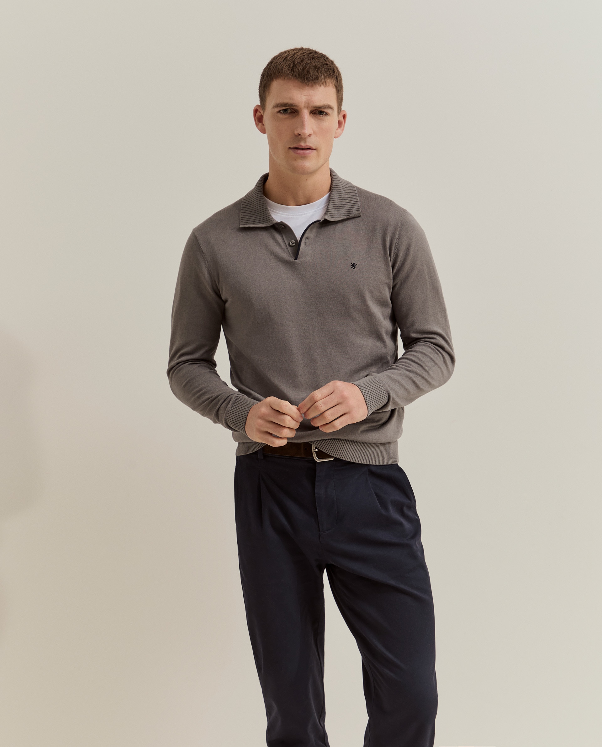 Polo de hombre de seda y algodón - Lion of Porches - Gris Gris-4