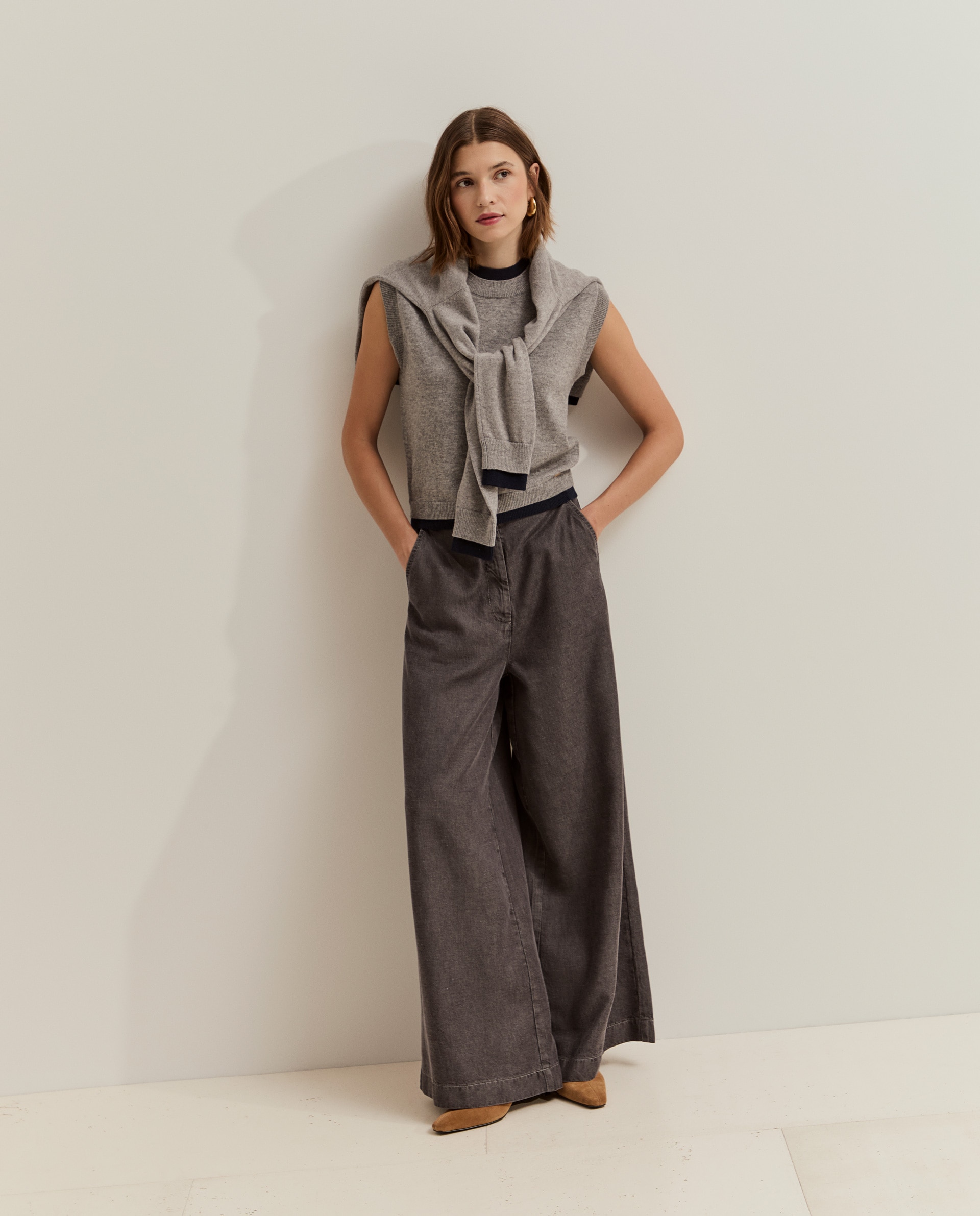 Chaleco de mujer de punto en lana - Lion of Porches - Gris Gris-2