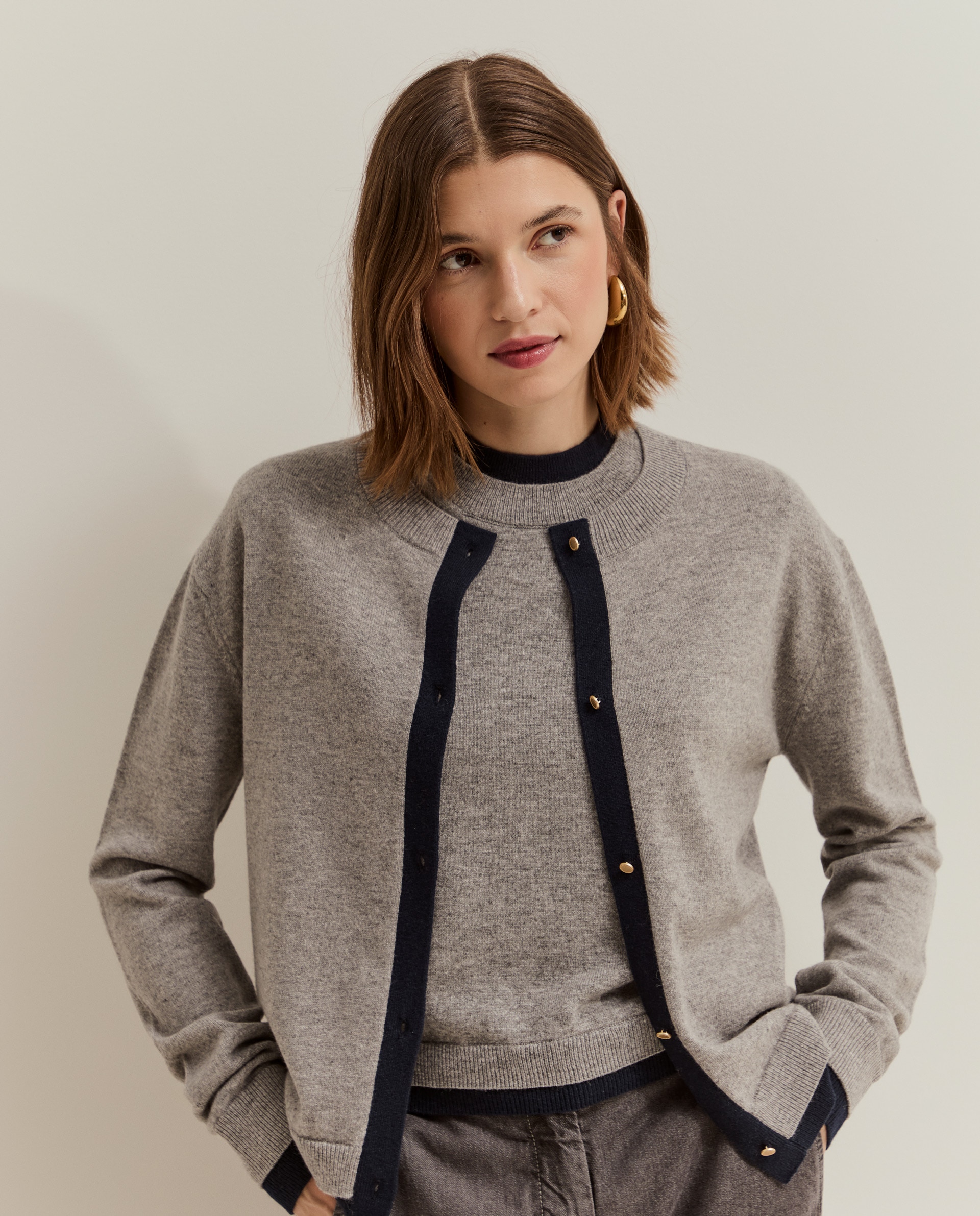 Cardigan de mujer en lana - Lion of Porches - Gris Gris-2