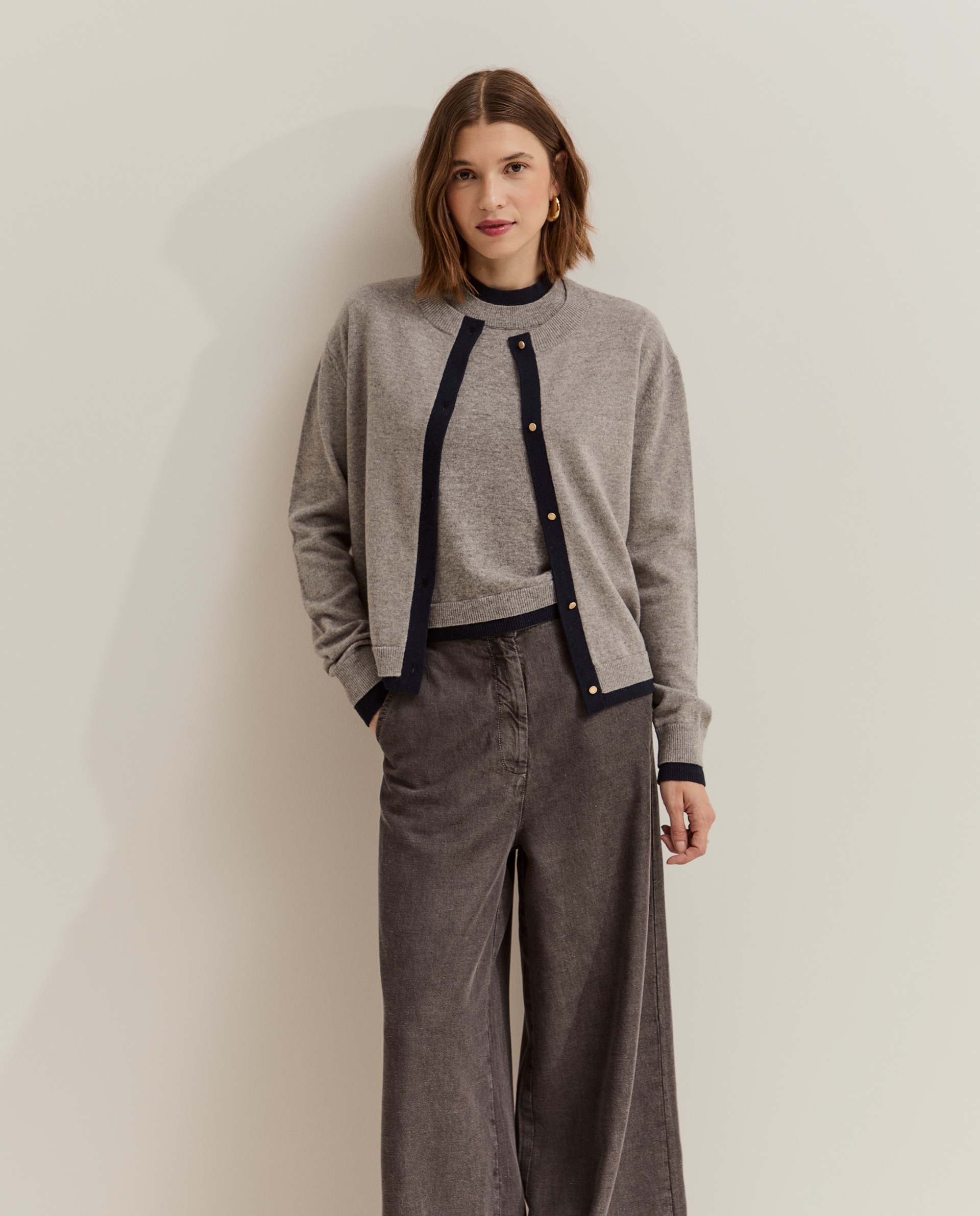 Cardigan de mujer en lana - Lion of Porches - Gris Gris-3