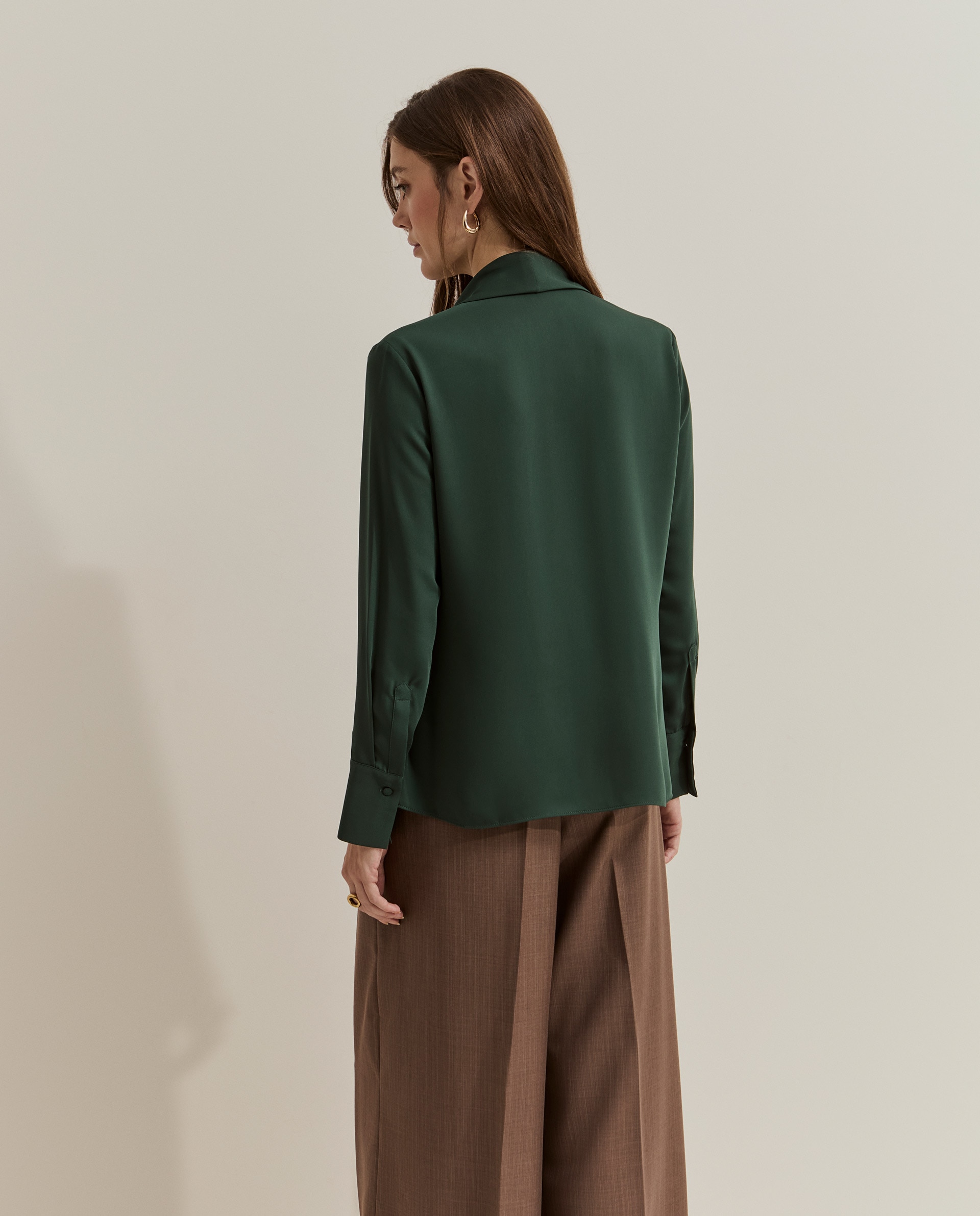Blusa vaporosa con lazo - Lion of Porches - Verde oscuro Verde oscuro-3