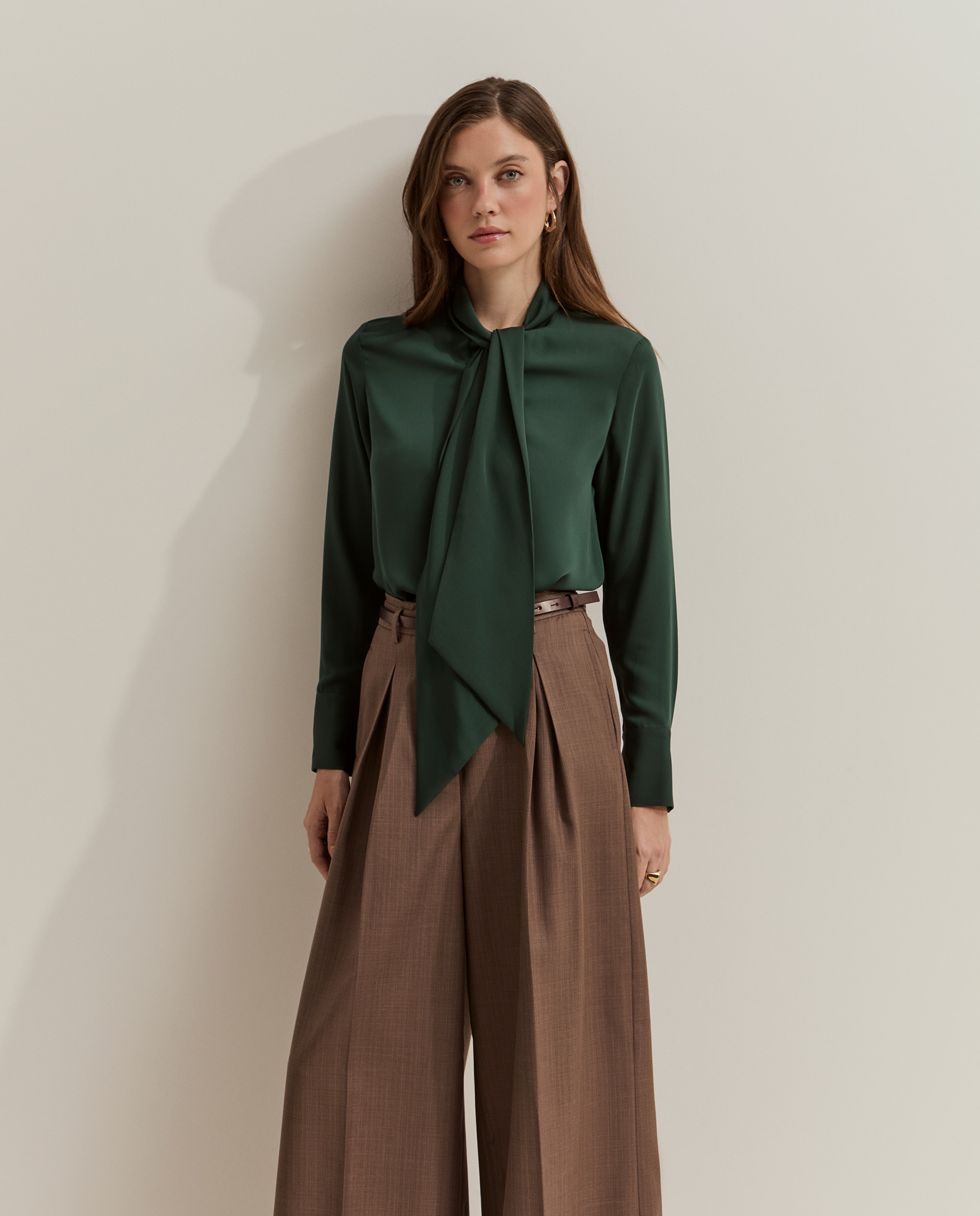 Blusa vaporosa con lazo - Lion of Porches - Verde oscuro Verde oscuro-4