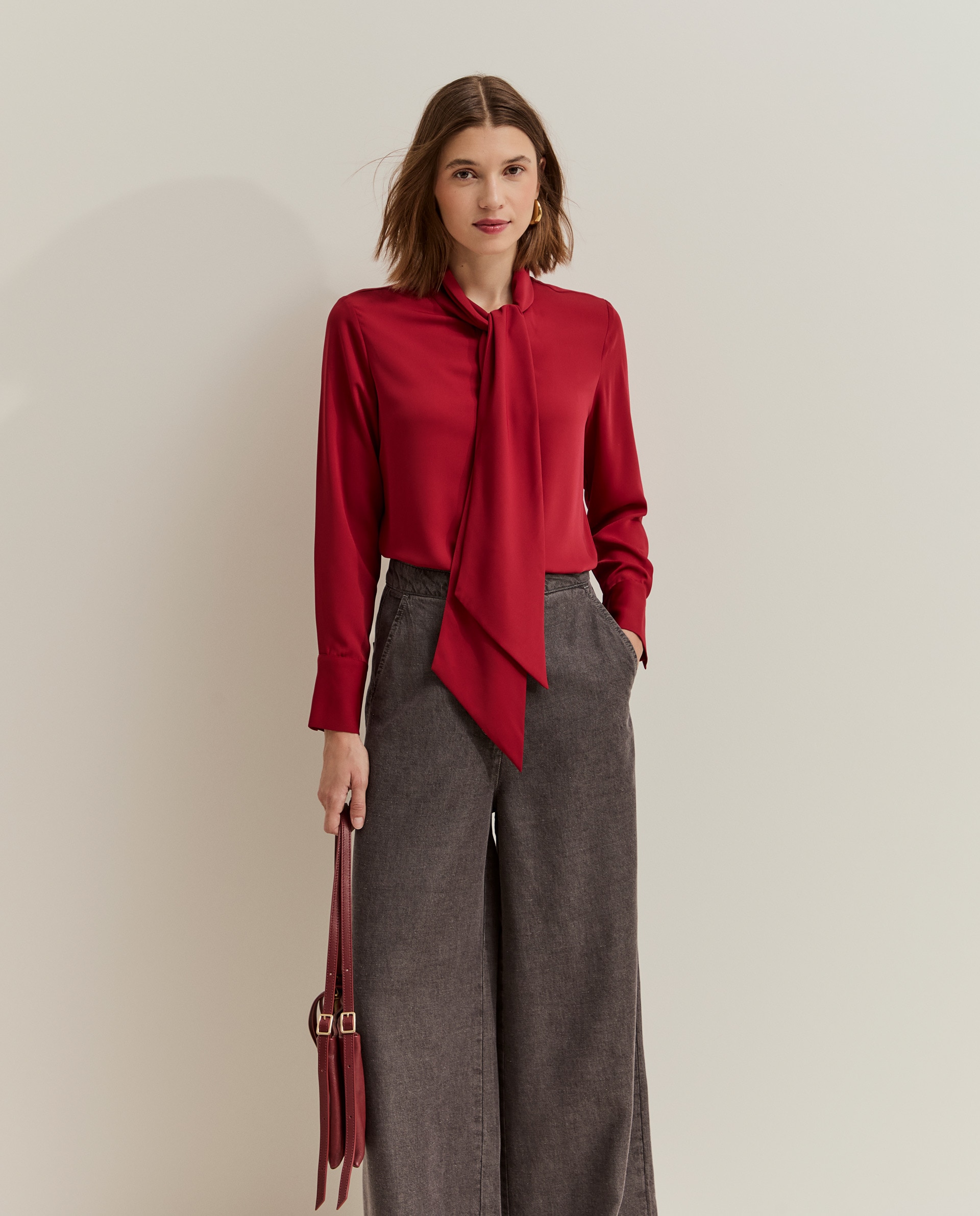 Blusa vaporosa con lazo - Lion of Porches - Rojo Rojo-1