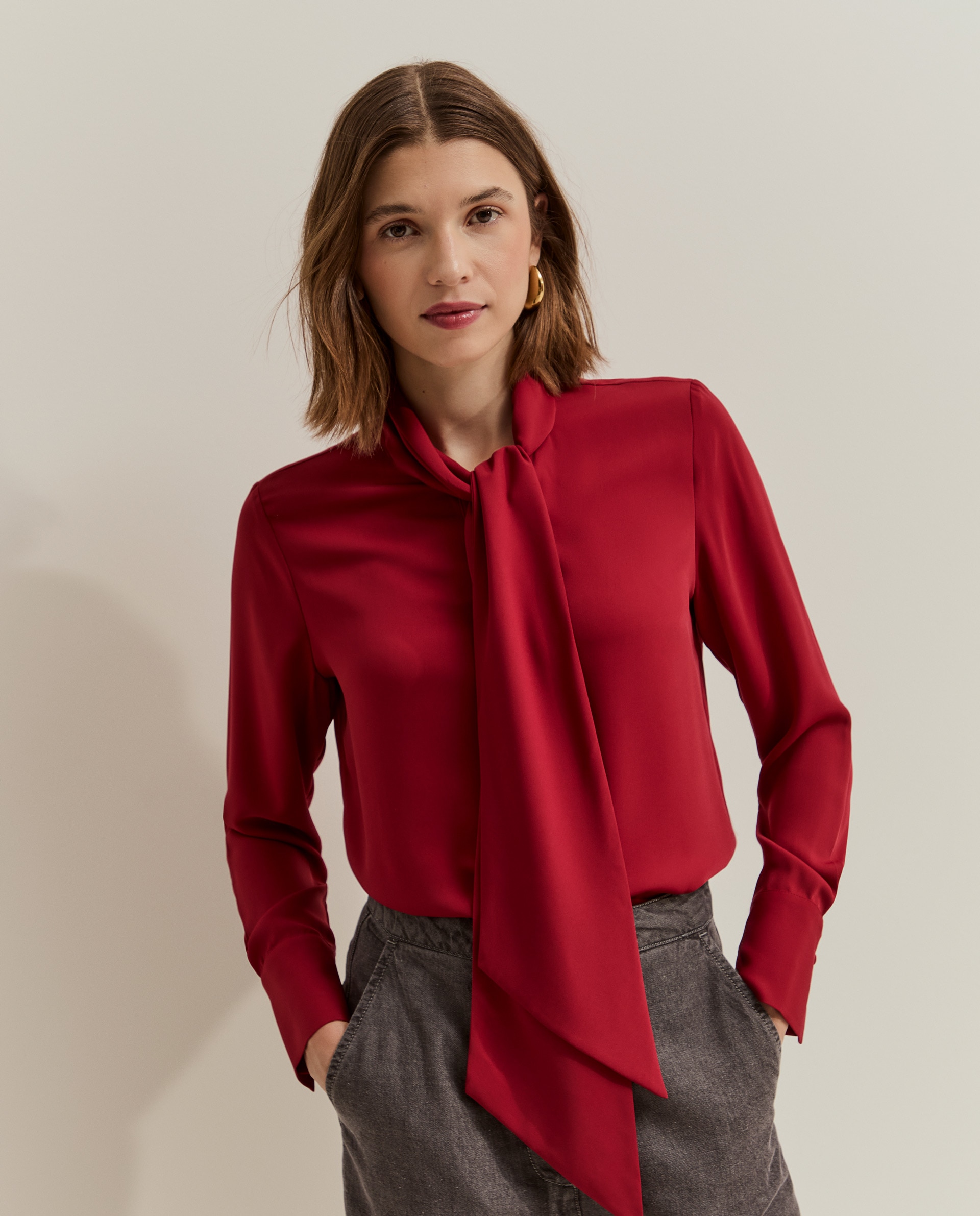 Blusa vaporosa con lazo - Lion of Porches - Rojo Rojo-2