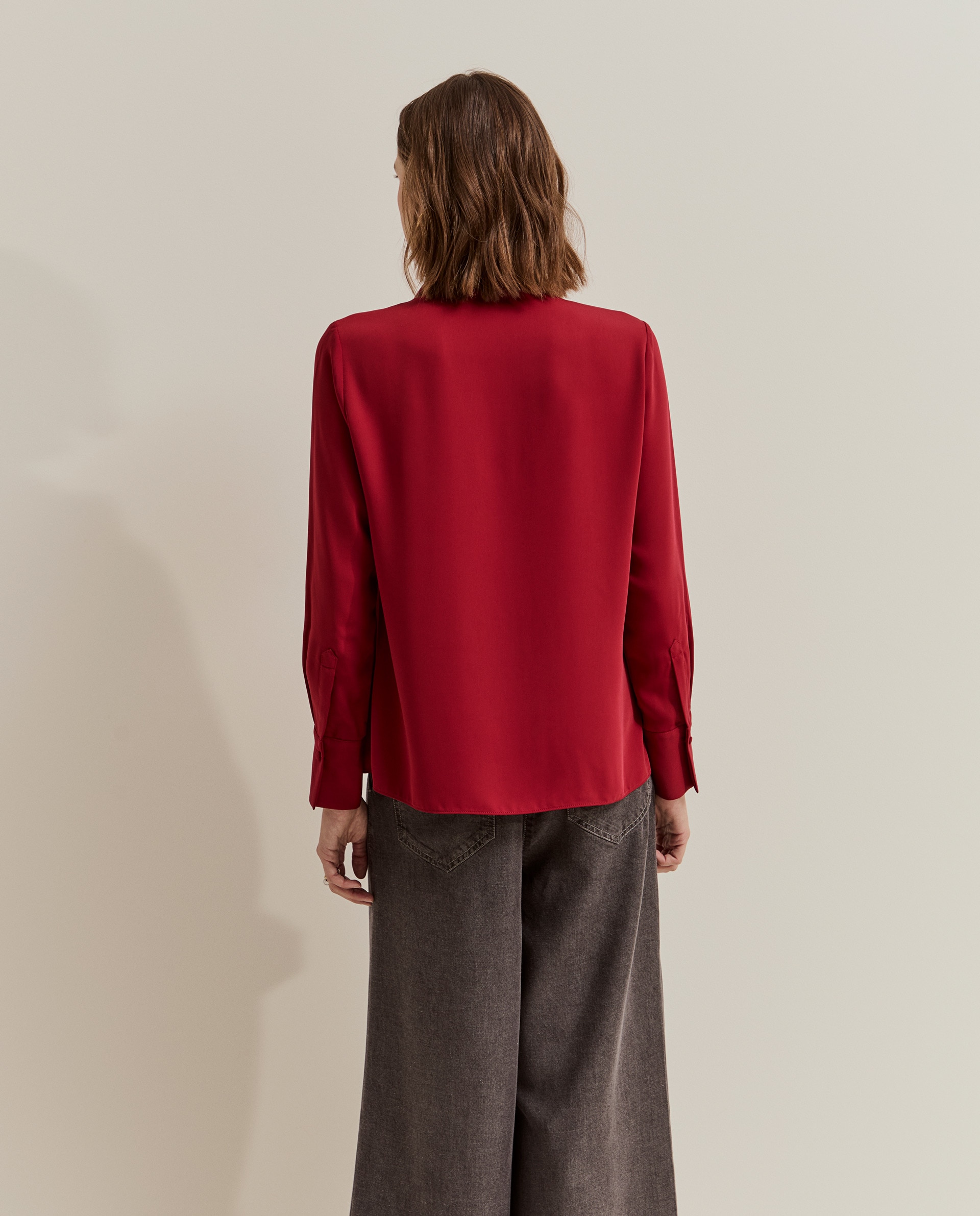 Blusa vaporosa con lazo - Lion of Porches - Rojo Rojo-3