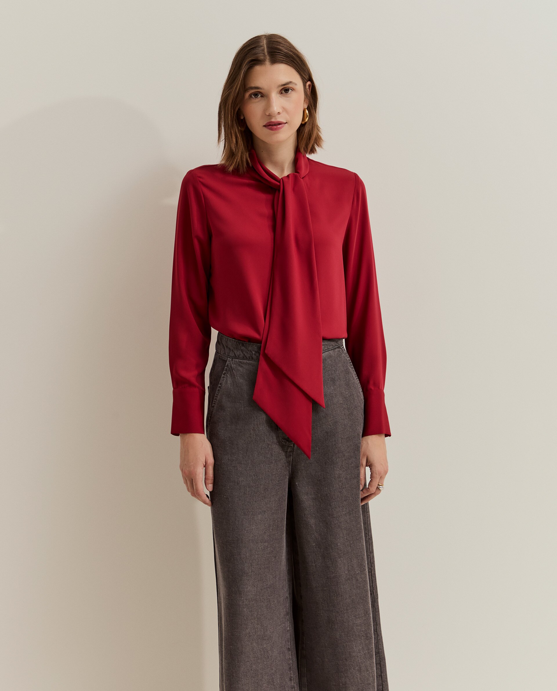 Blusa vaporosa con lazo - Lion of Porches - Rojo Rojo-4