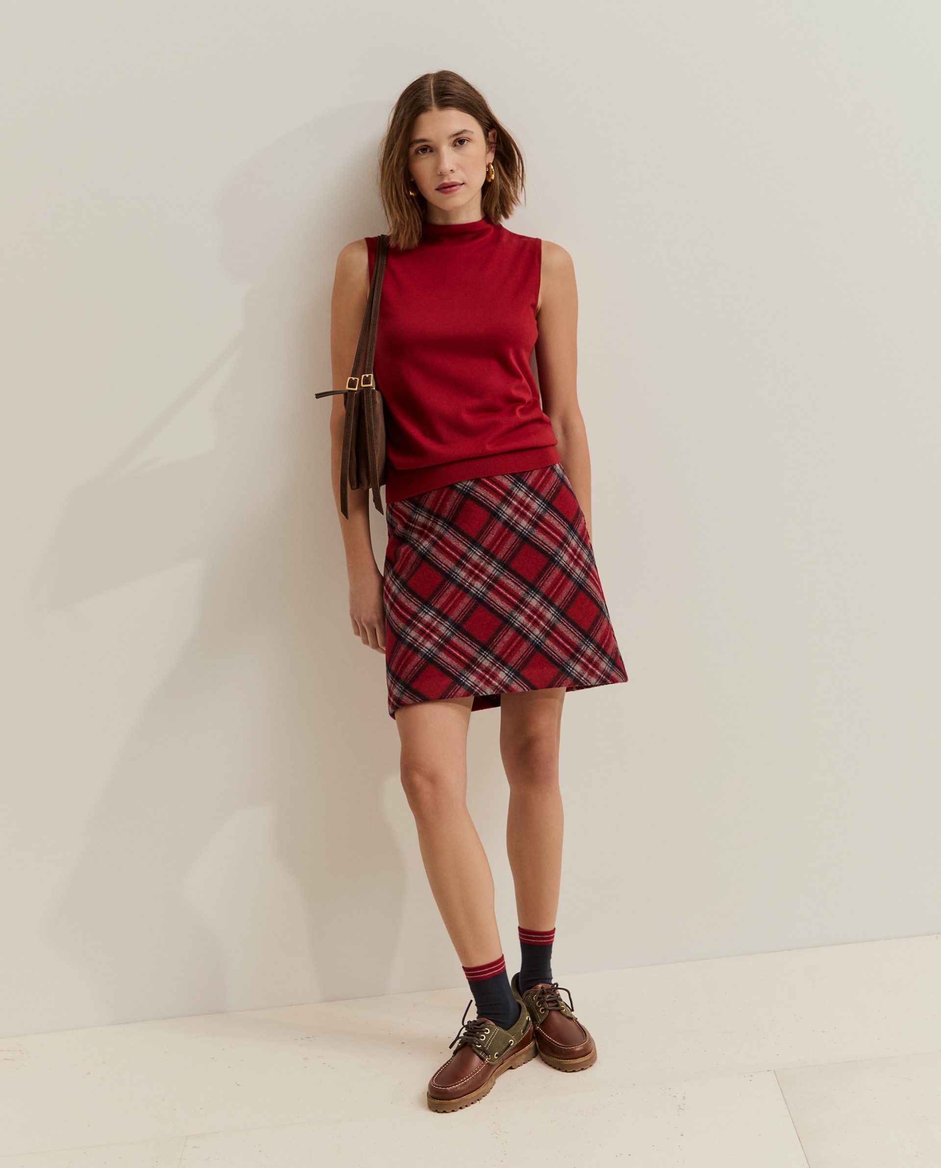 Jersey de mujer en lana sin mangas - Lion of Porches - Rojo Rojo-1