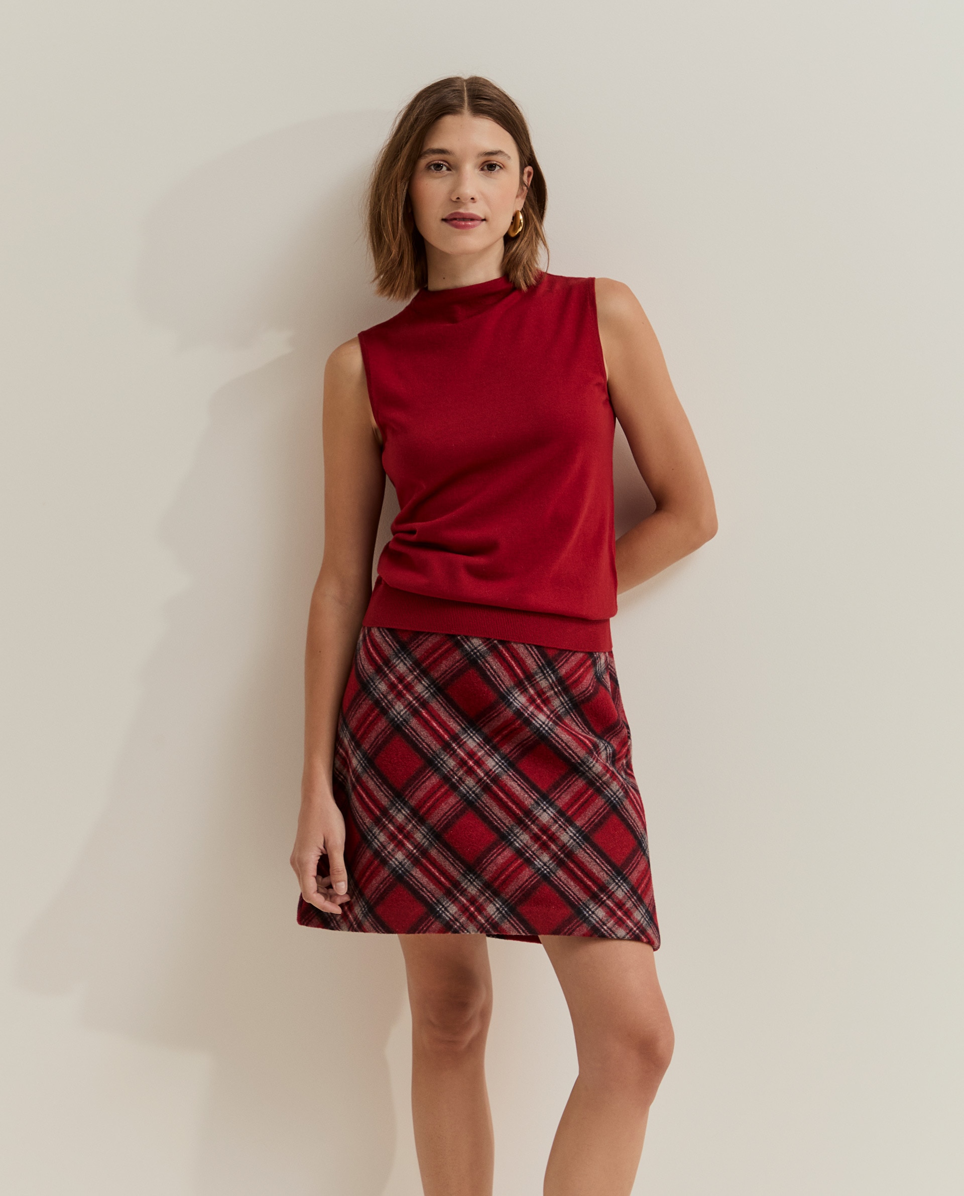 Jersey de mujer en lana sin mangas - Lion of Porches - Rojo Rojo-2