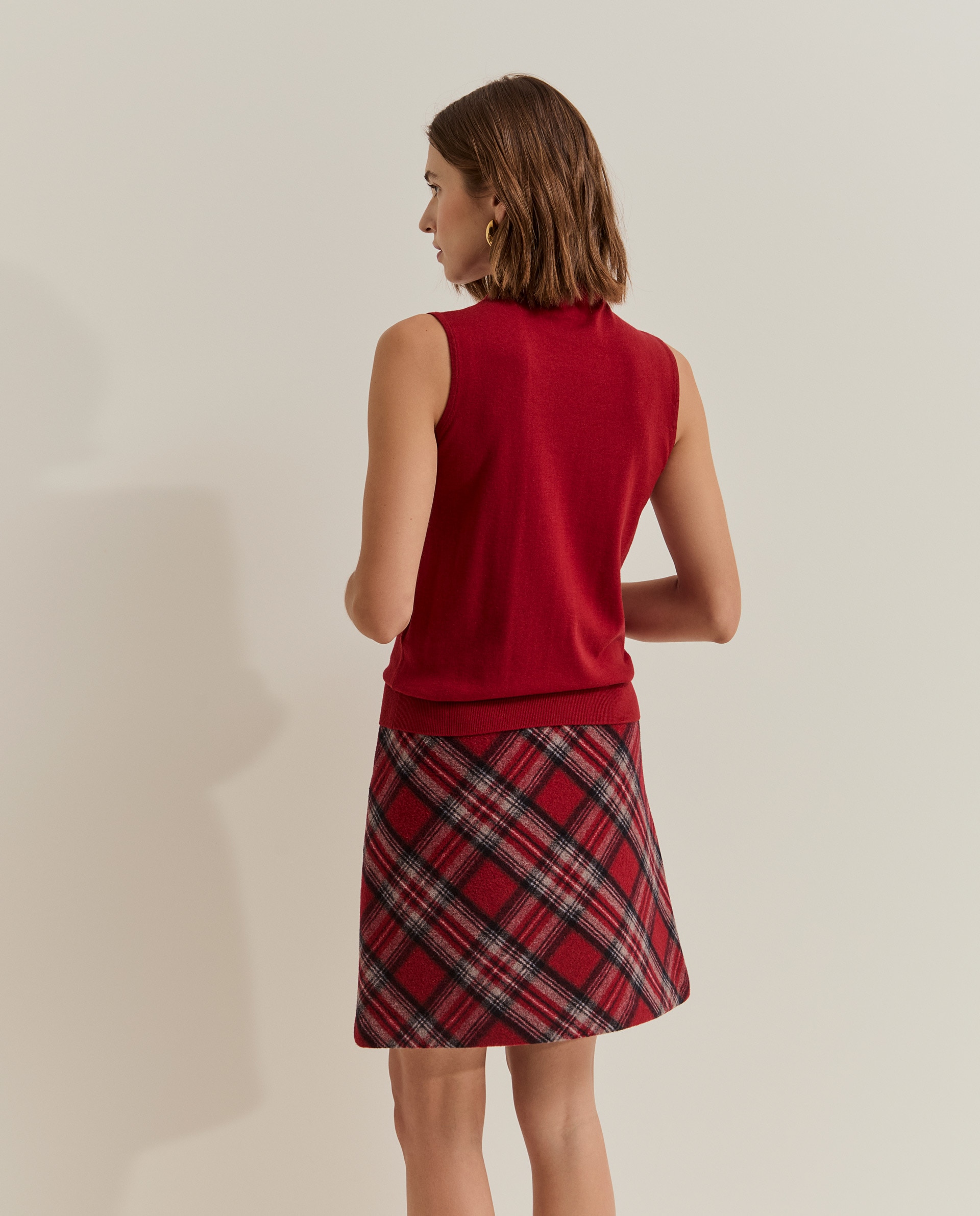 Jersey de mujer en lana sin mangas - Lion of Porches - Rojo Rojo-3