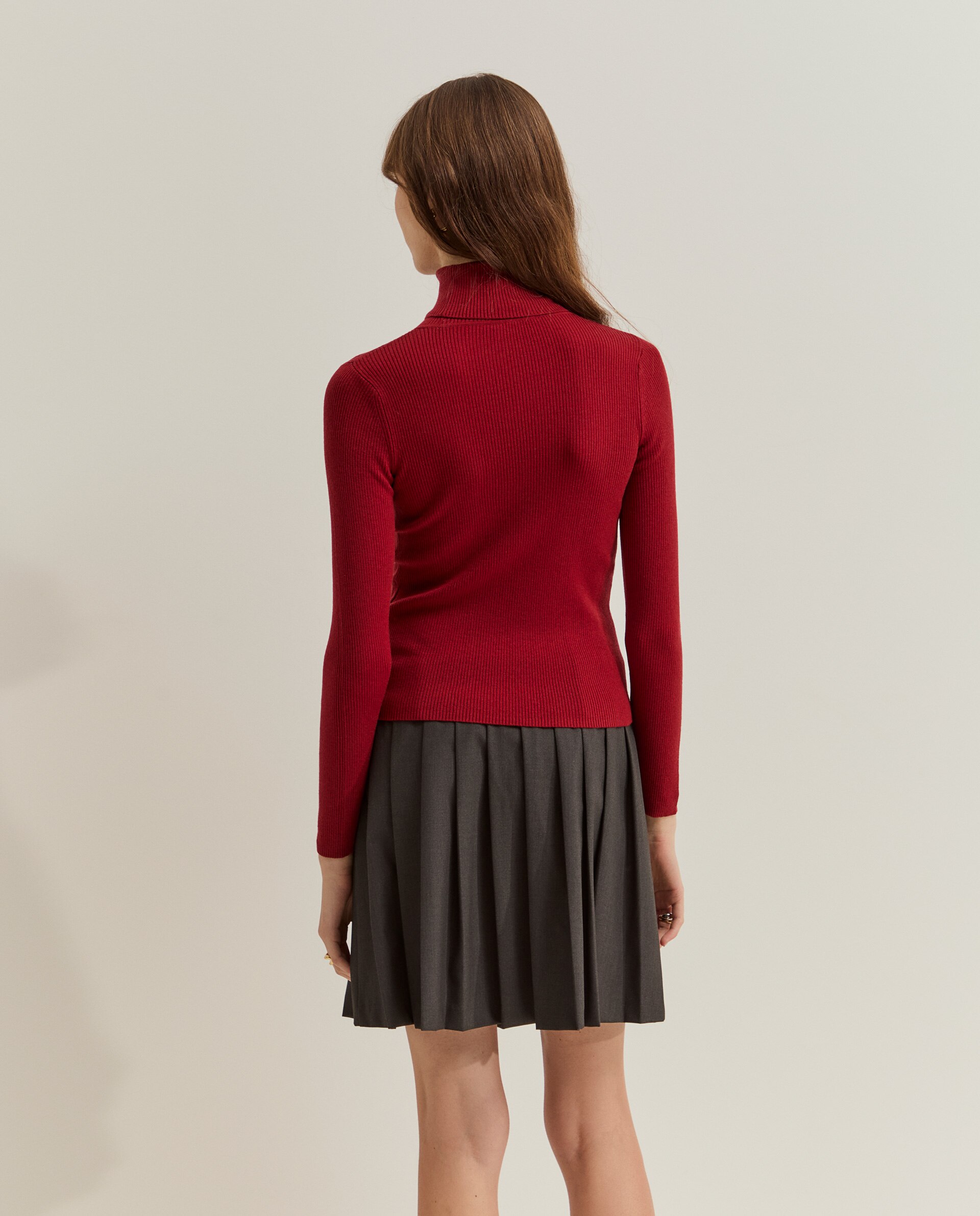 Jersey de mujer de cuello alto de lana - Lion of Porches - Rojo Rojo-3