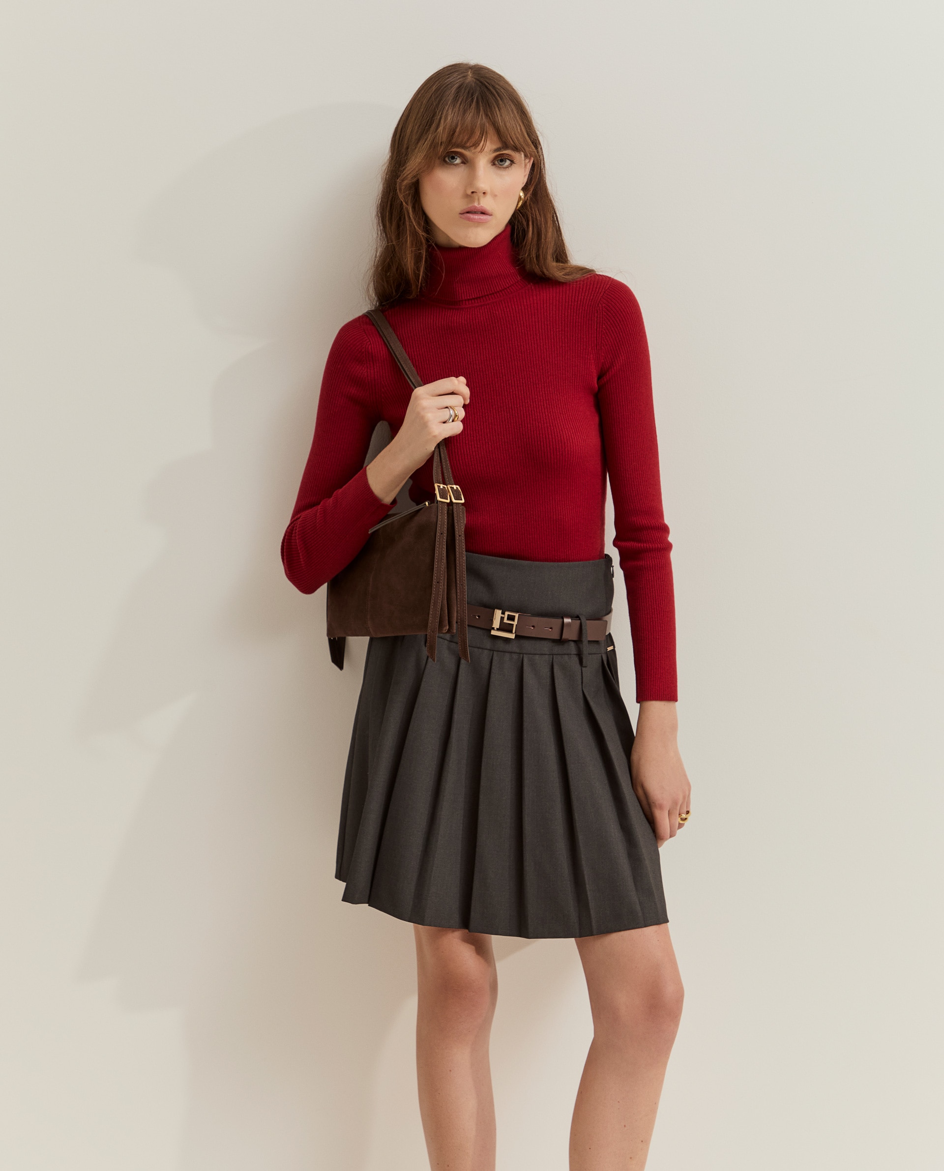 Jersey de mujer de cuello alto de lana - Lion of Porches - Rojo Rojo-4
