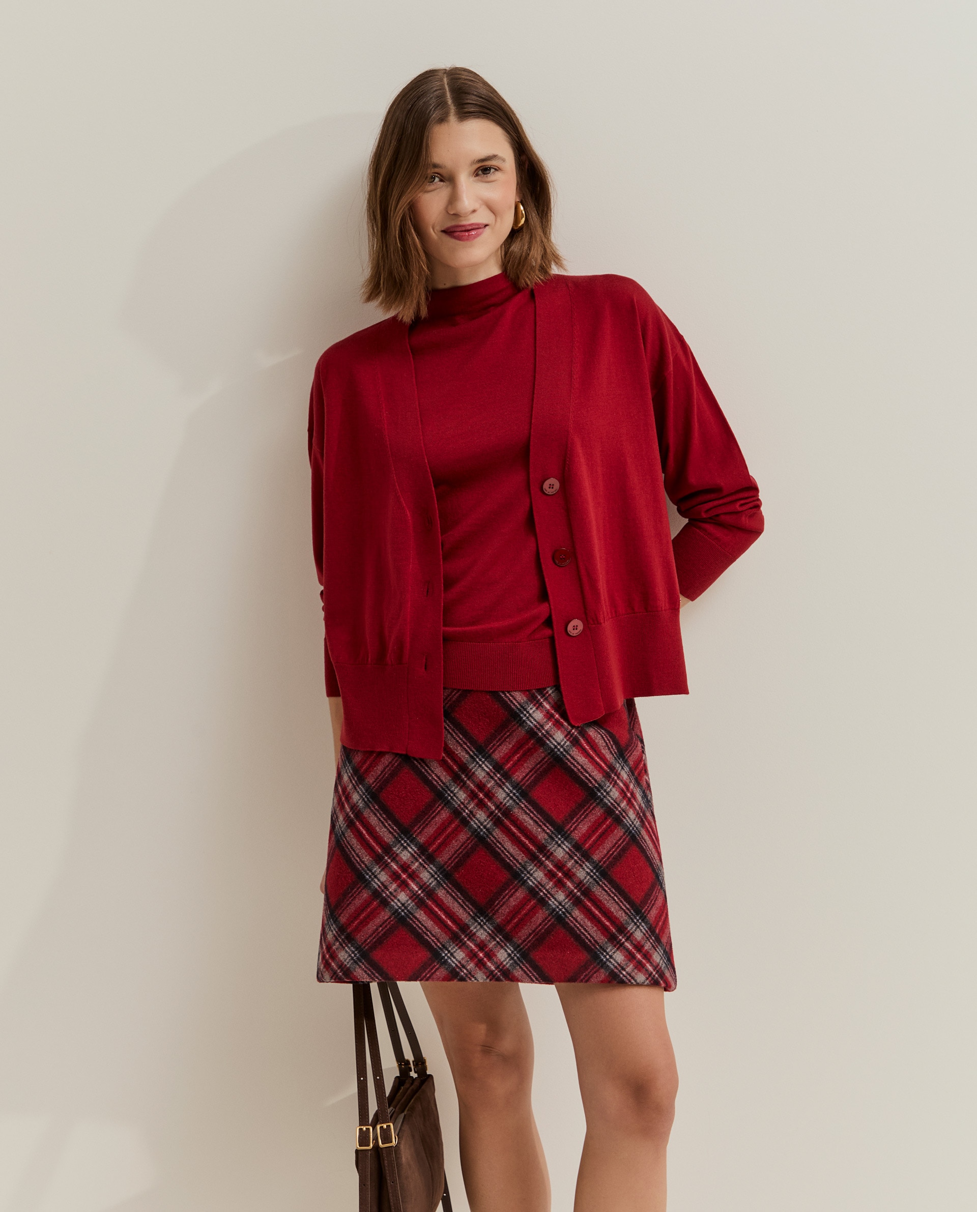 Cardigan de mujer en lana - Lion of Porches - Rojo Rojo-1