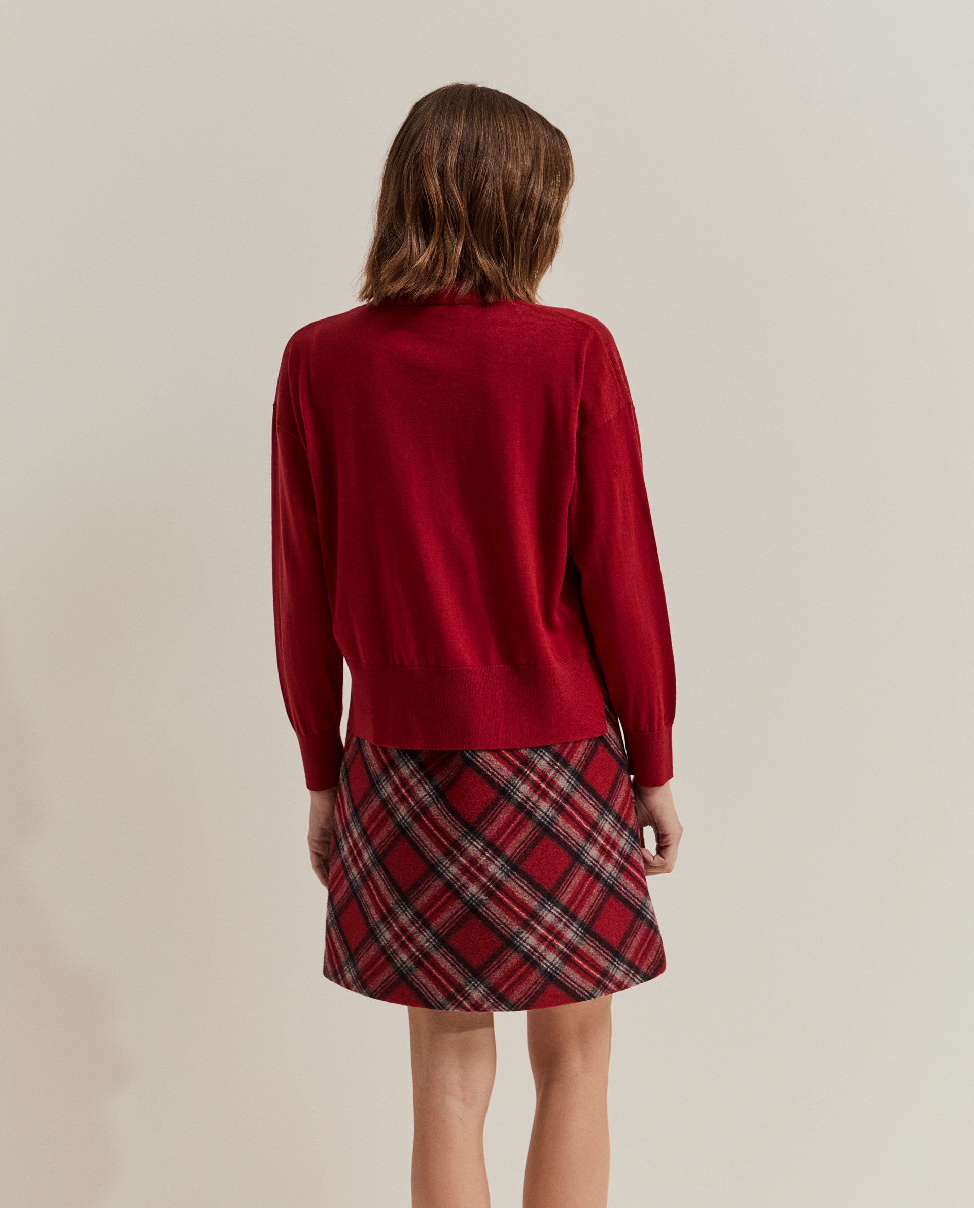 Cardigan de mujer en lana - Lion of Porches - Rojo Rojo-3