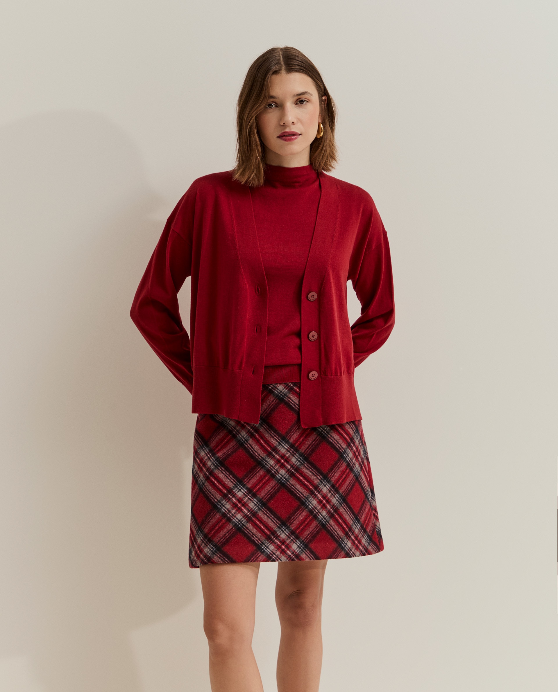 Cardigan de mujer en lana - Lion of Porches - Rojo Rojo-4