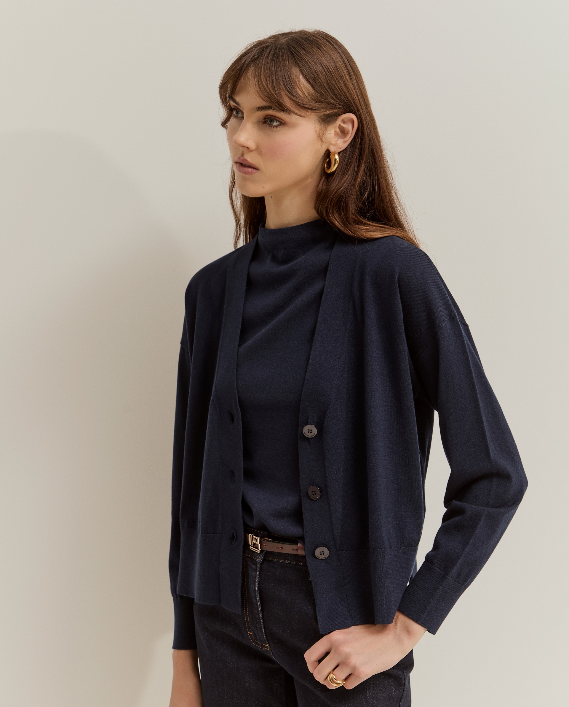 Imagen 0 de Chaqueta de mujer de punto de lana Azul marino