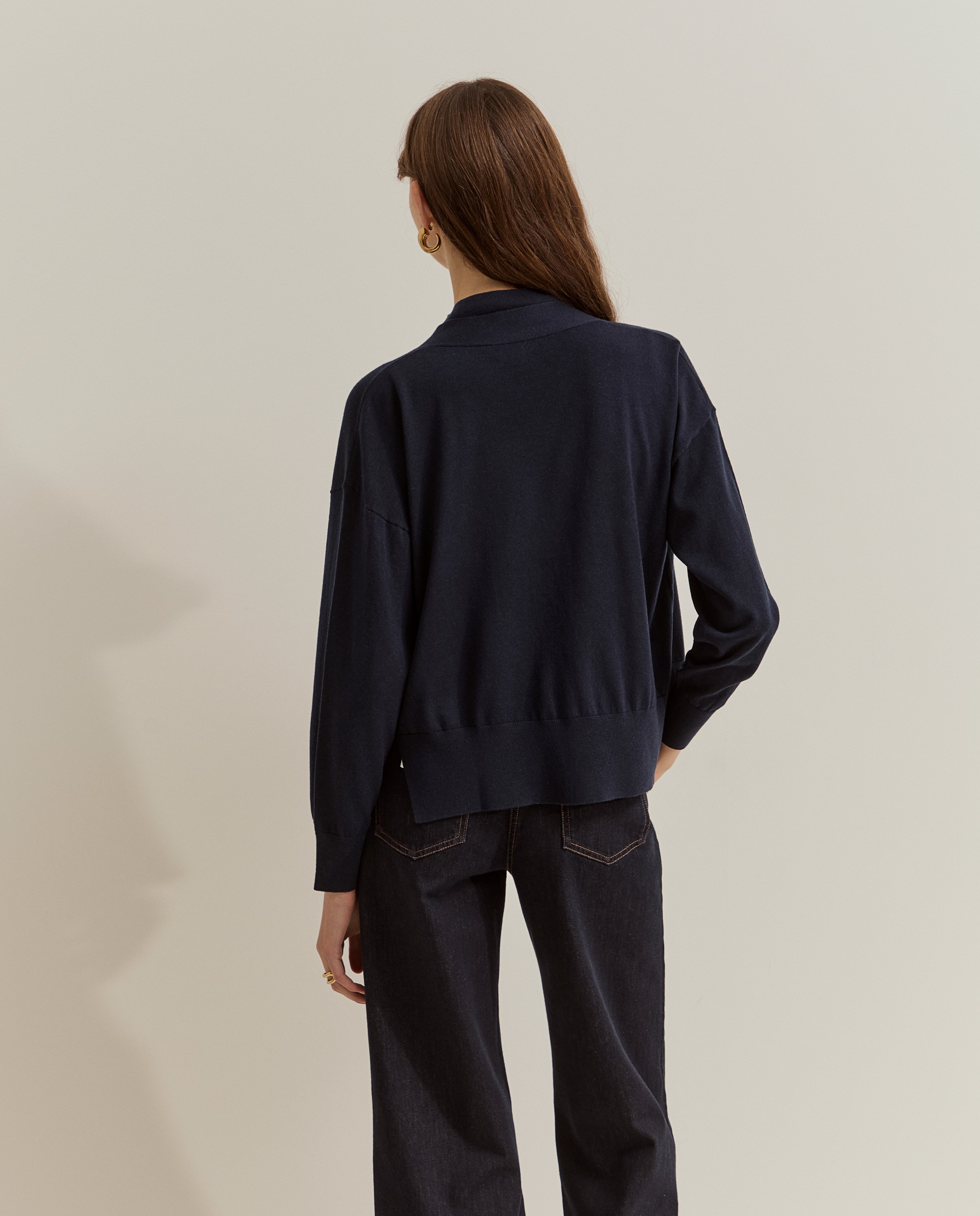 Chaqueta de mujer de punto de lana - Lion of Porches - Azul marino Azul marino-3