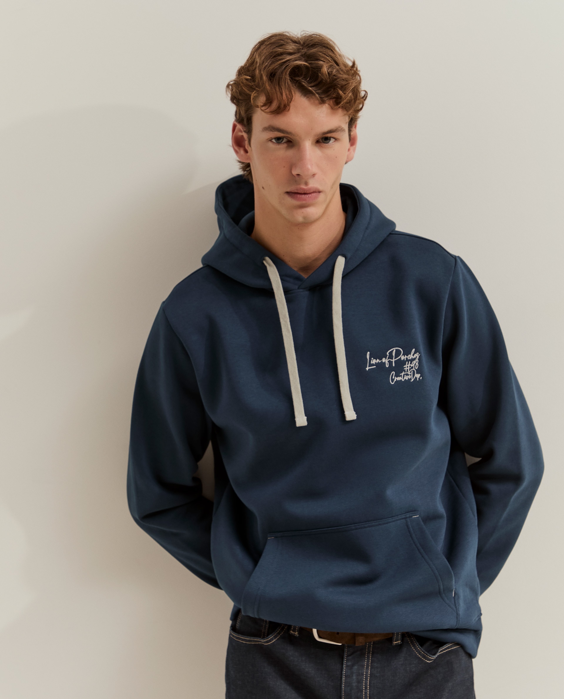 Sudadera de hombre con capucha en - Lion of Porches - Azul Azul-2