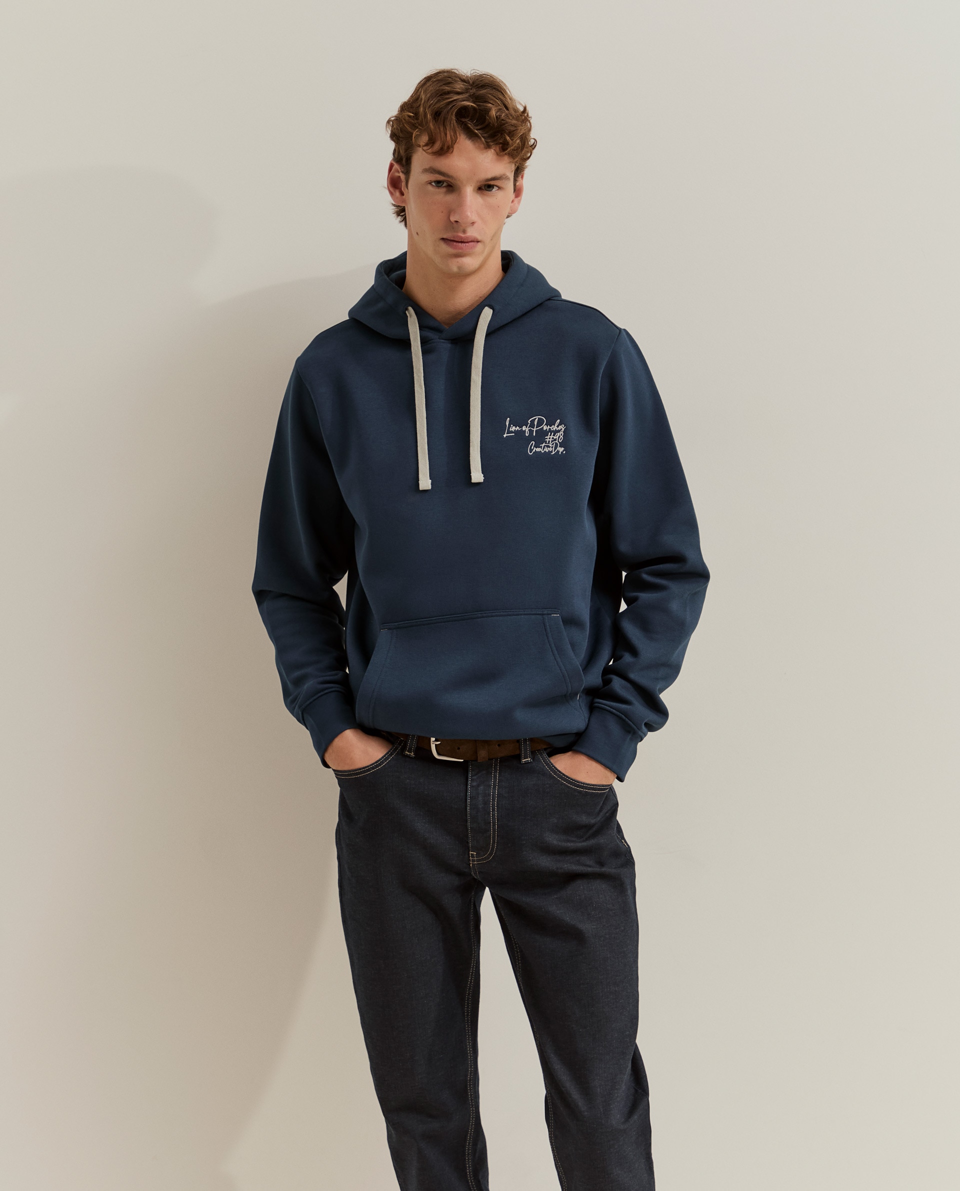 Sudadera de hombre con capucha en - Lion of Porches - Azul Azul-4