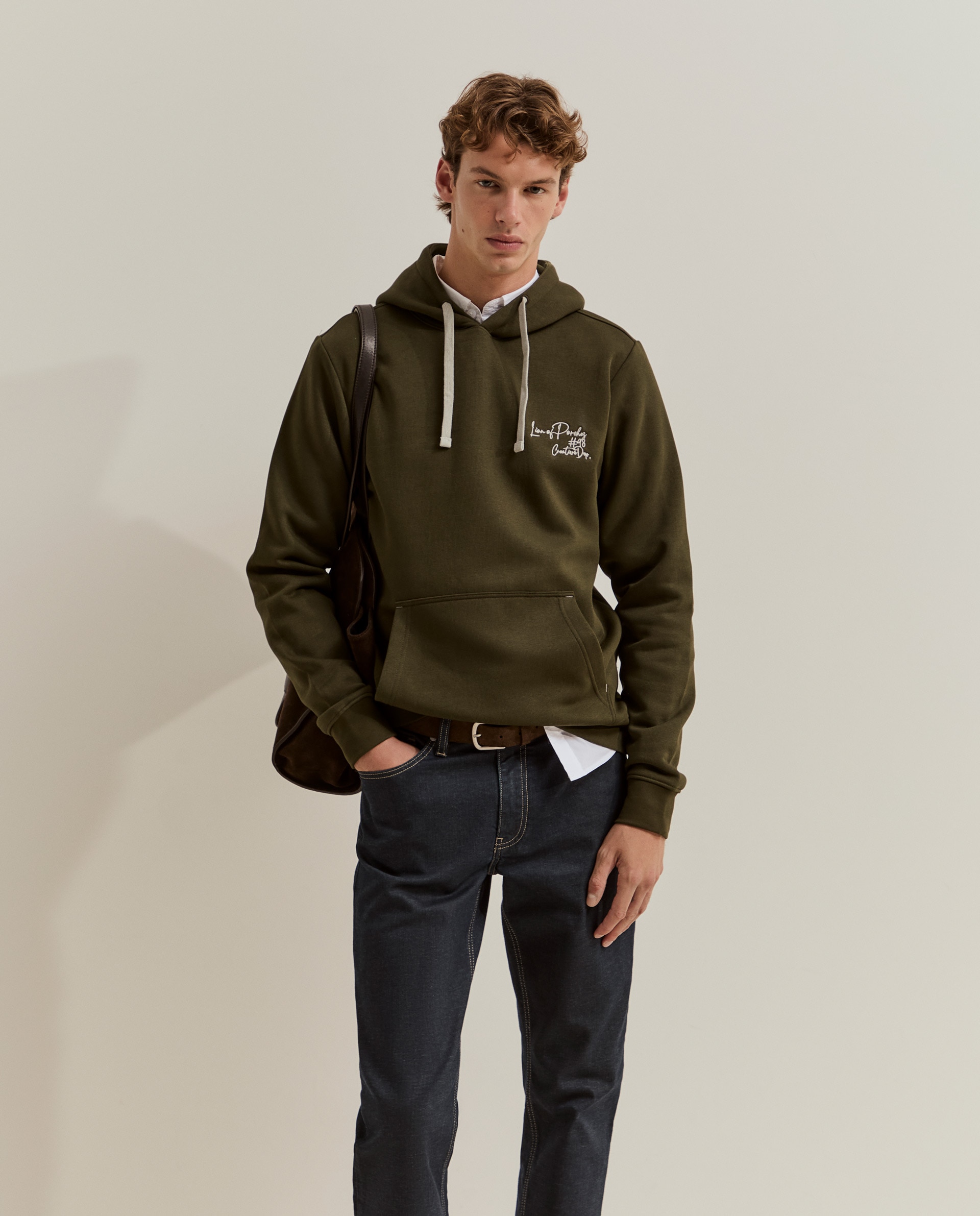 Imagen 0 de Sudadera de hombre con capucha en verde Verde