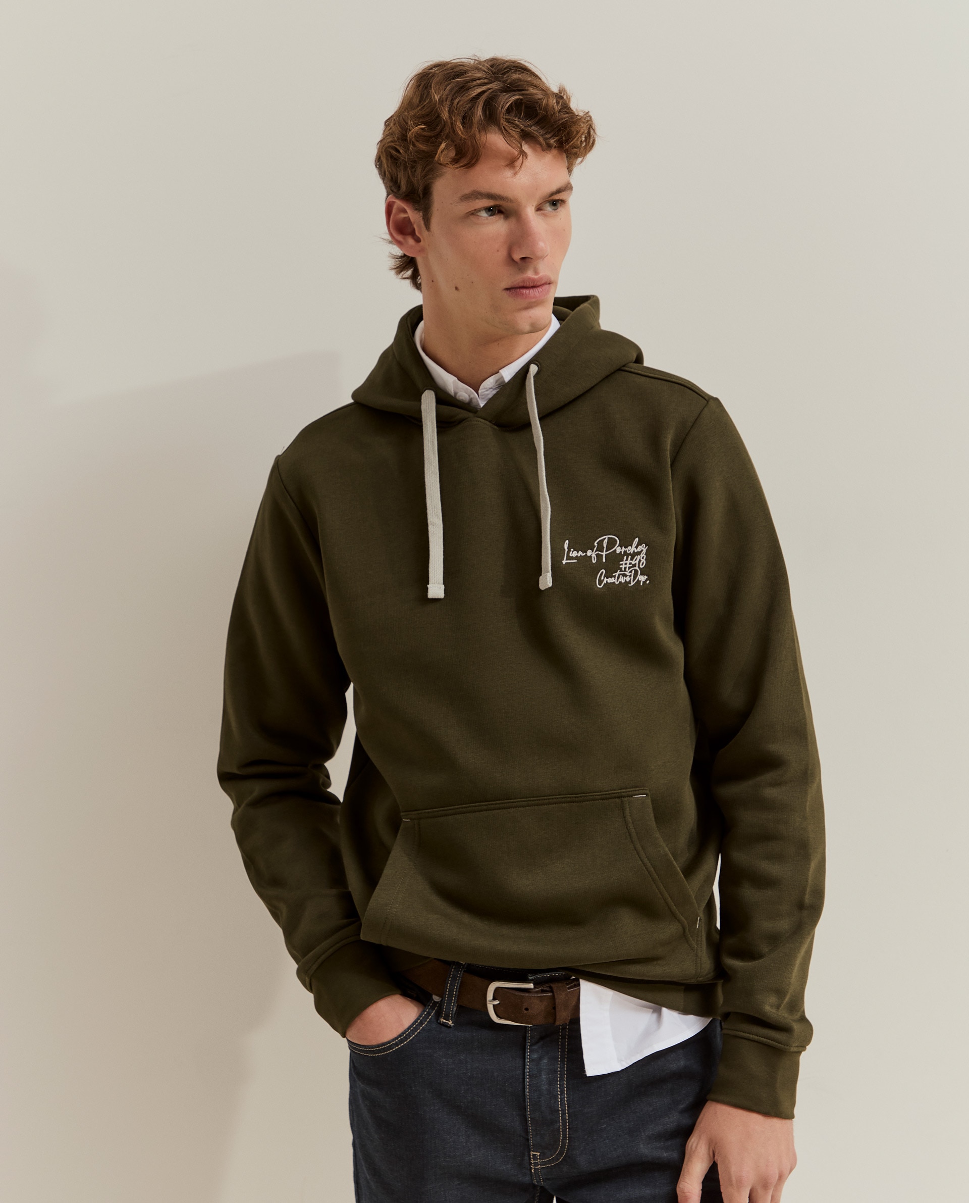 Sudadera de hombre con capucha en - Lion of Porches - Verde Verde-2