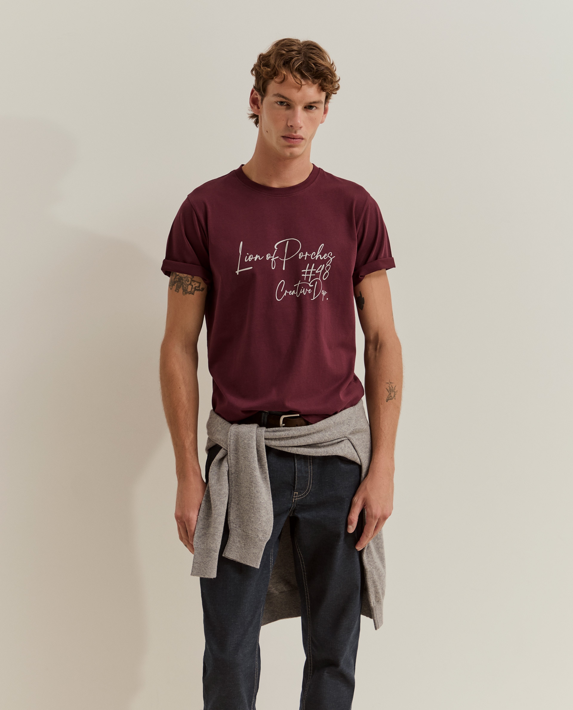 Imagen 2 de Camiseta de manga corta de hombre en algodón - Lion of Porches - Rojo Rojo