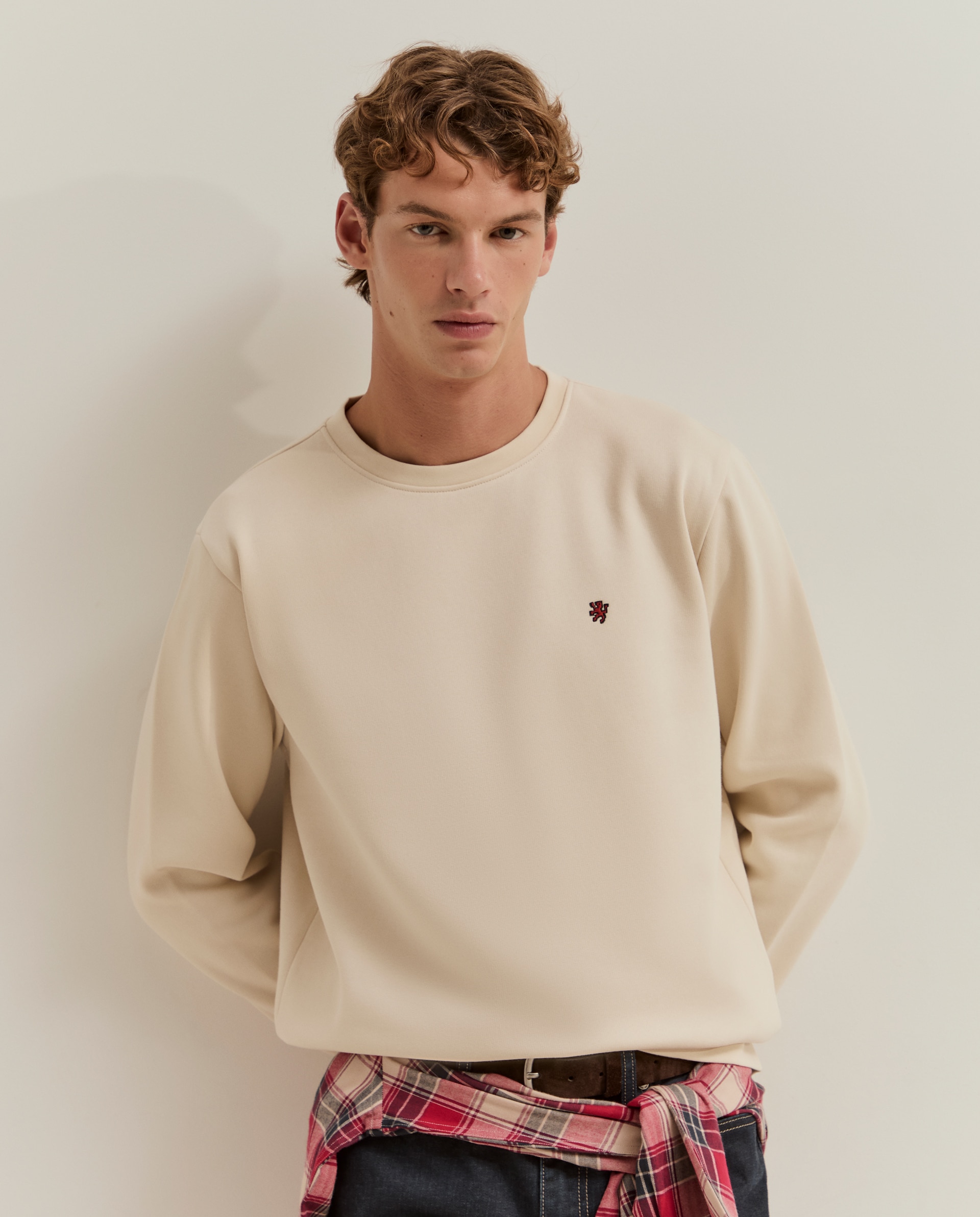 Sudadera de hombre básica en blanco - Lion of Porches - Crema Crema-2