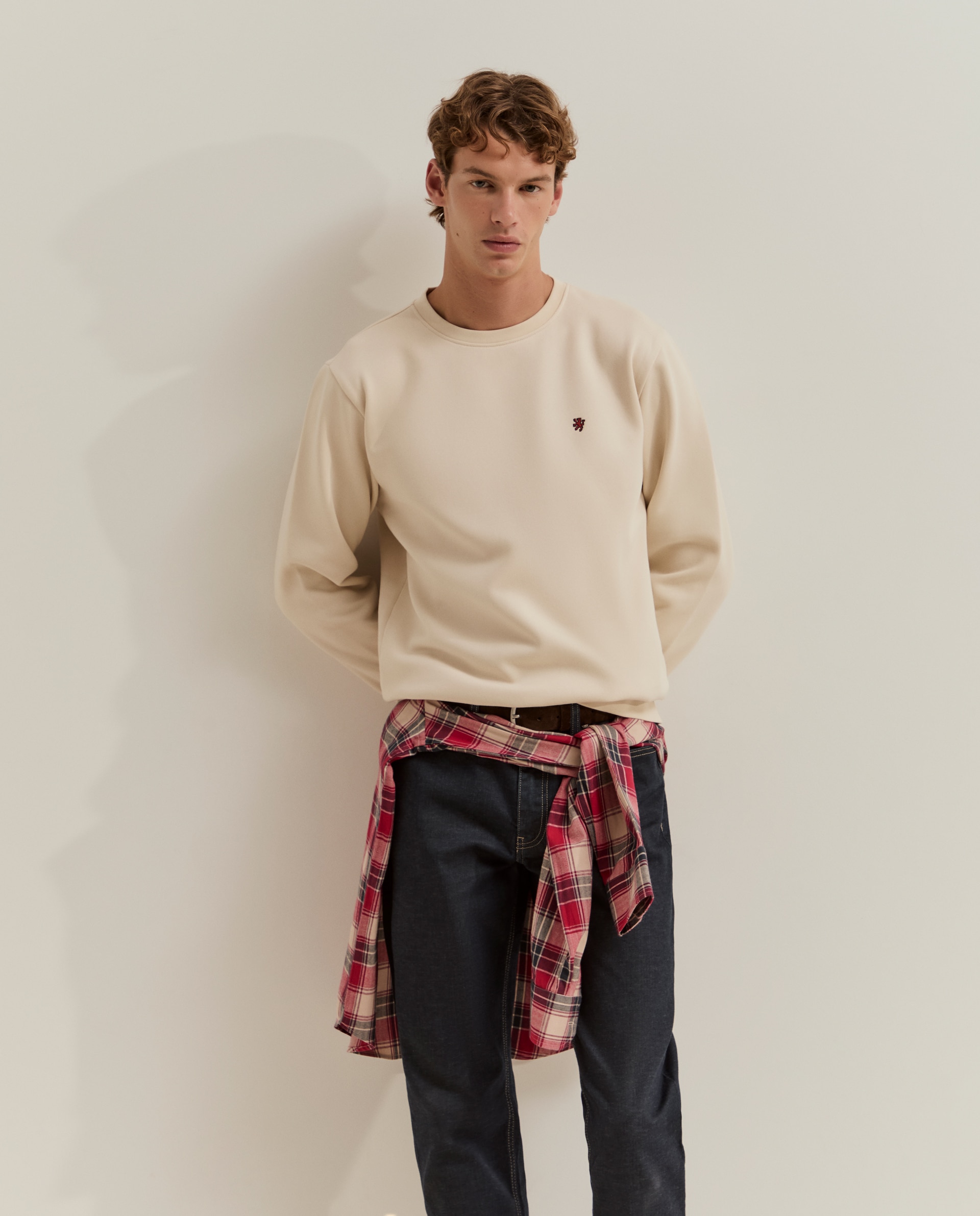 Sudadera de hombre básica en blanco - Lion of Porches - Crema Crema-4