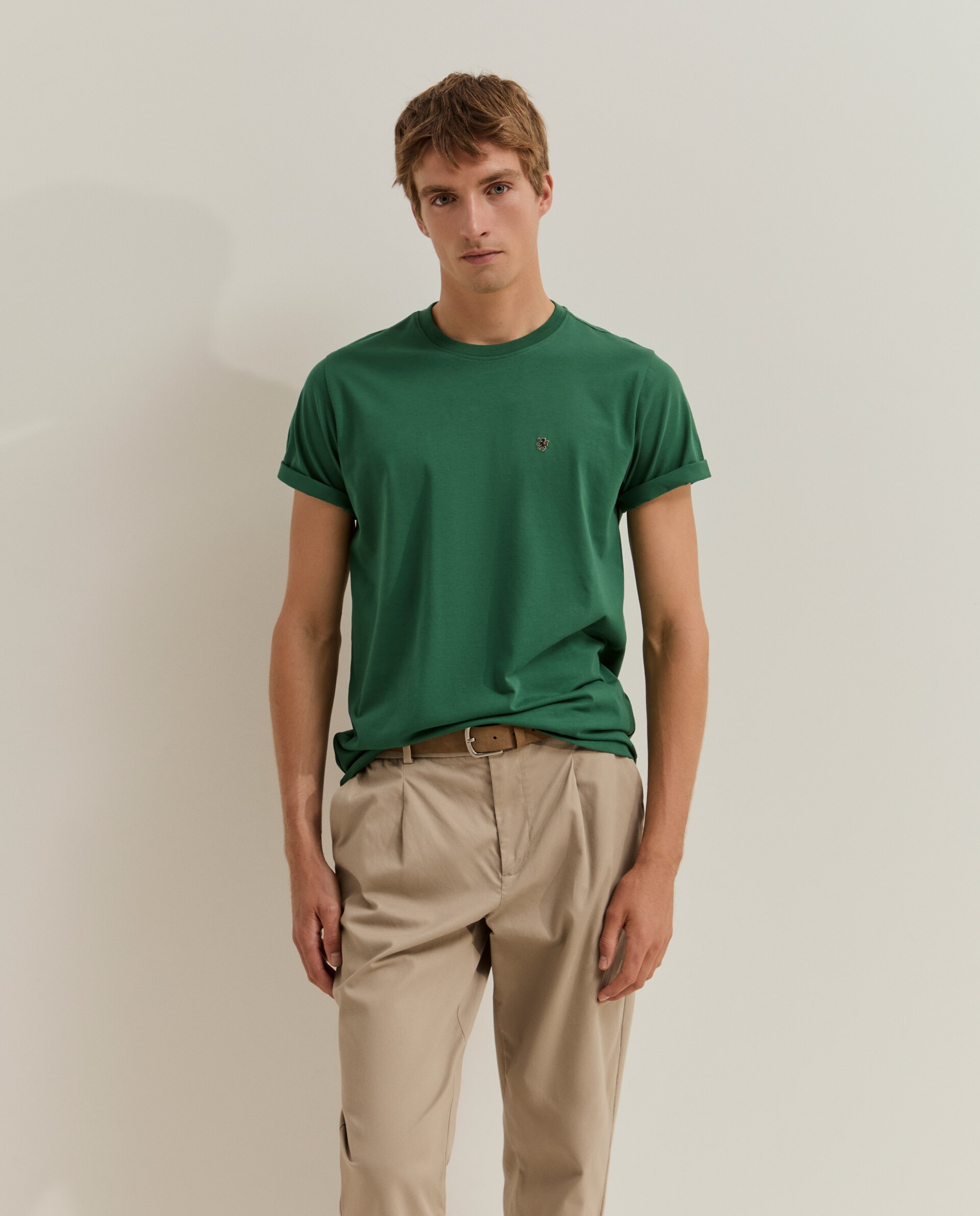 Camiseta de manga corta de hombre en algodón - Lion of Porches - Verde Verde-1