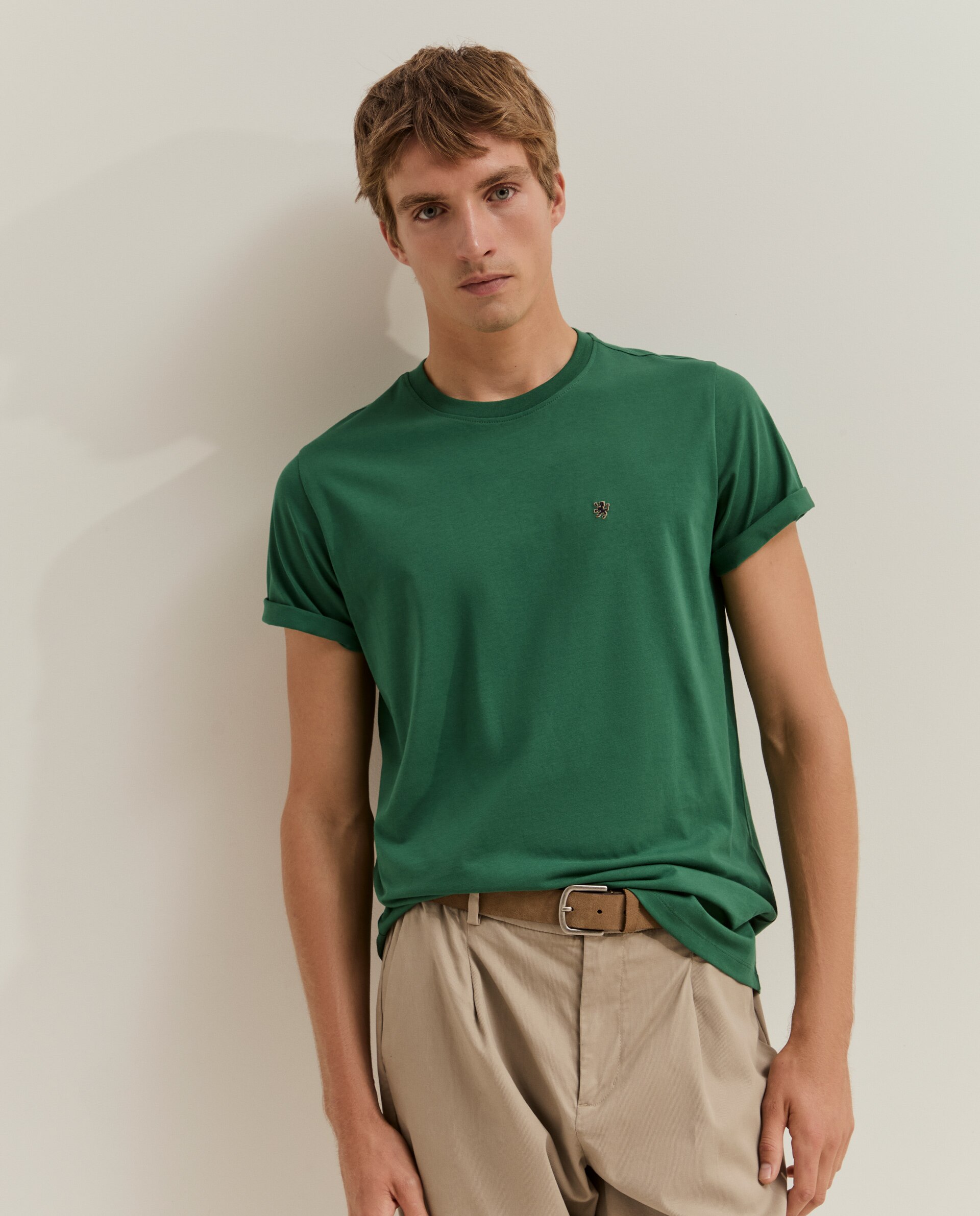 Camiseta de manga corta de hombre en algodón - Lion of Porches - Verde Verde-2