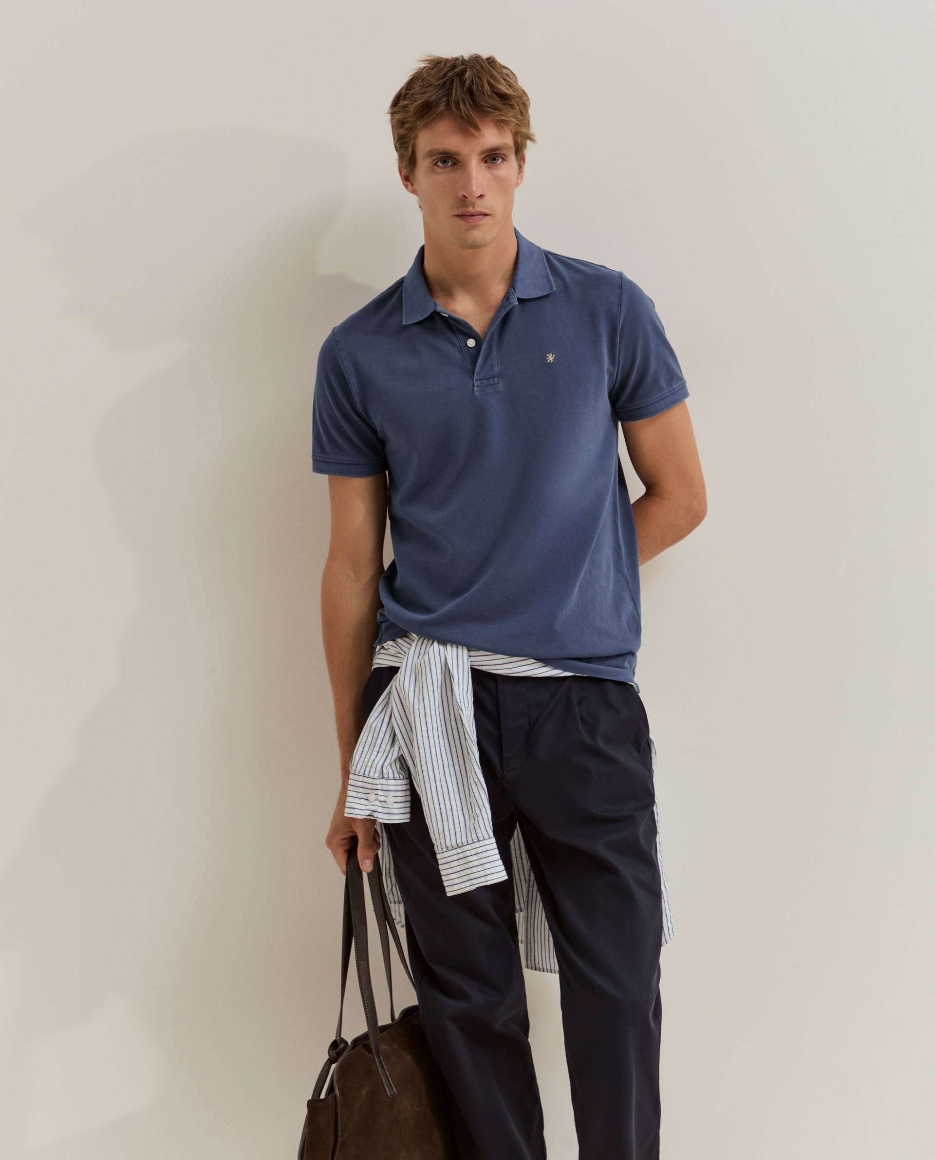 Polo de manga corta de hombre en piqué garment dye - Lion of Porches - Beige Beige-4