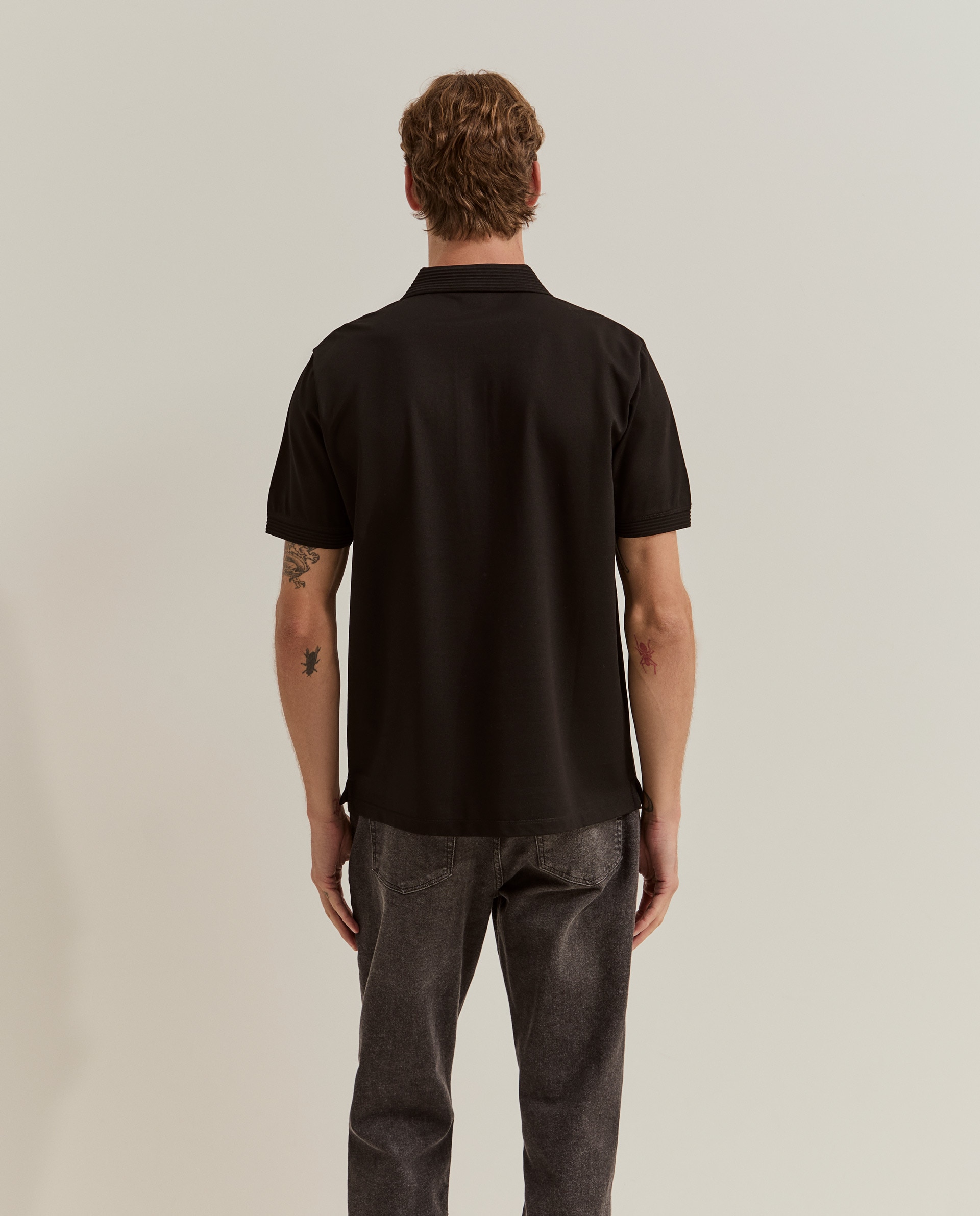 Polo de manga corta de hombre piqué de corte regular - Lion of Porches - Negro Negro-3
