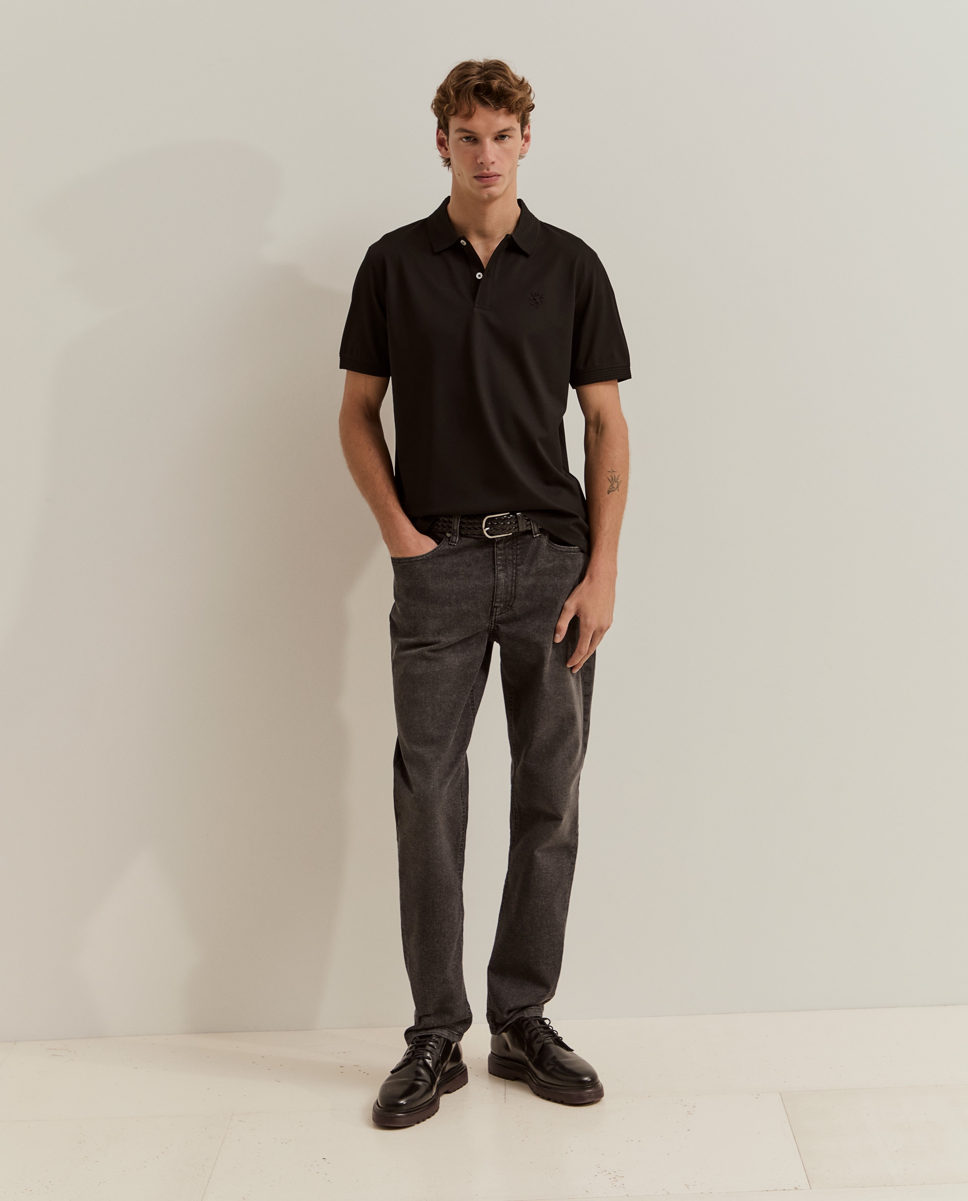 Polo de manga corta de hombre piqué de corte regular - Lion of Porches - Negro Negro-4