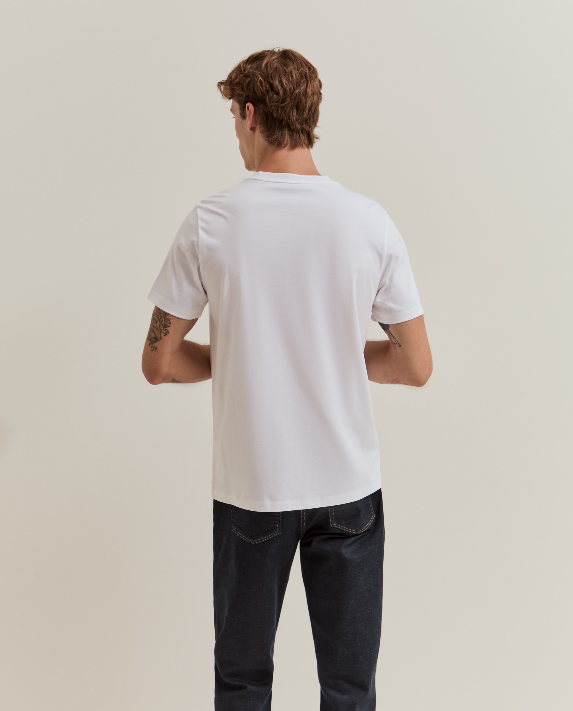 Camiseta de manga corta de hombre en algodón - Lion of Porches - Blanco Blanco-3