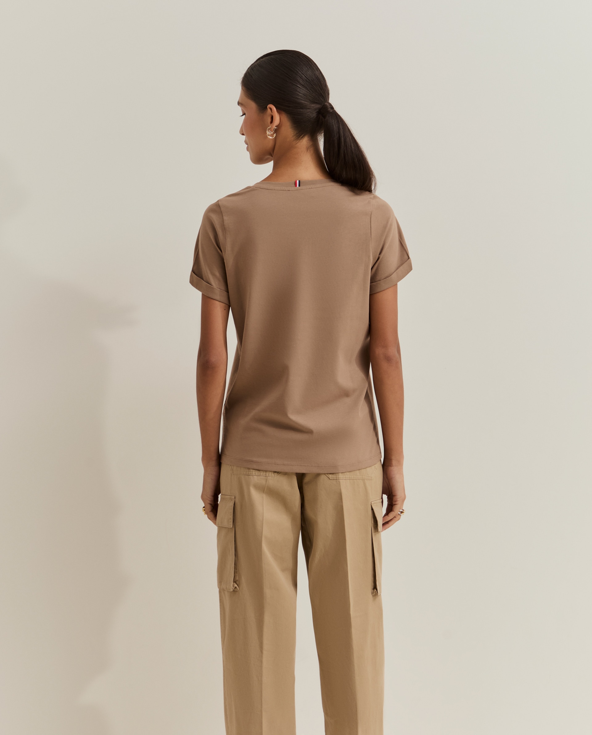 Camiseta básica de mujer de algodón - Lion of Porches - Beige Beige-3