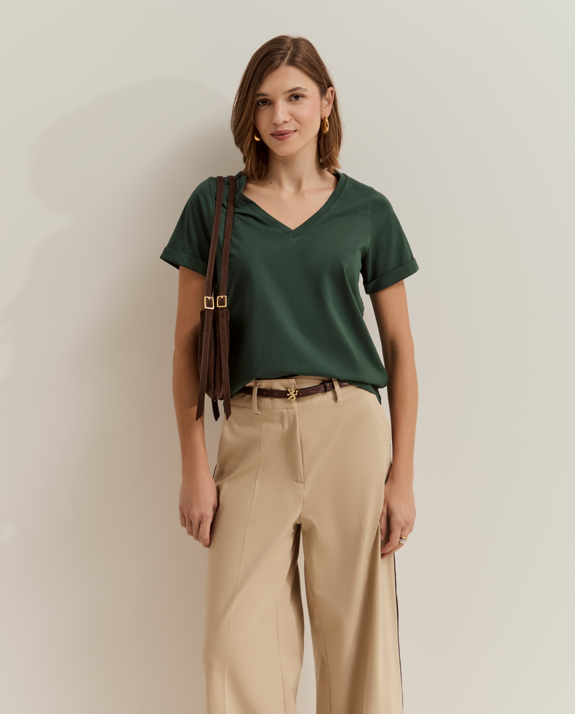 Camiseta básica de mujer de algodón - Lion of Porches - Verde oscuro Verde oscuro-1