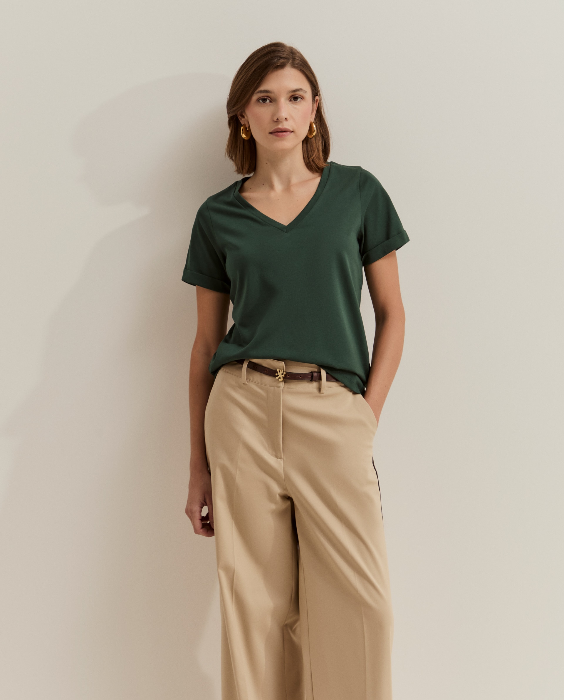 Camiseta básica de mujer de algodón - Lion of Porches - Verde oscuro Verde oscuro-4