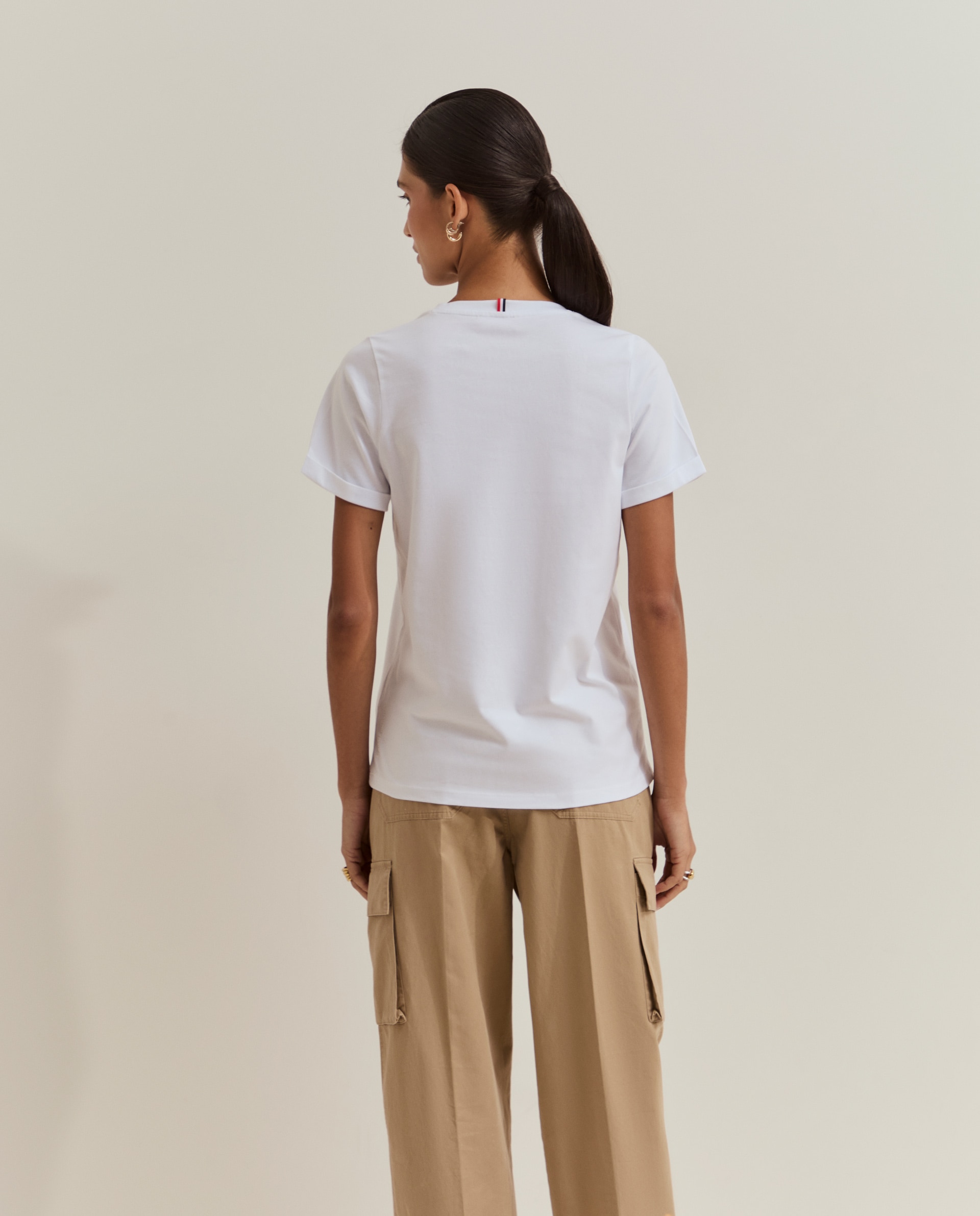 Camiseta básica de mujer de algodón - Lion of Porches - Blanco Blanco-3