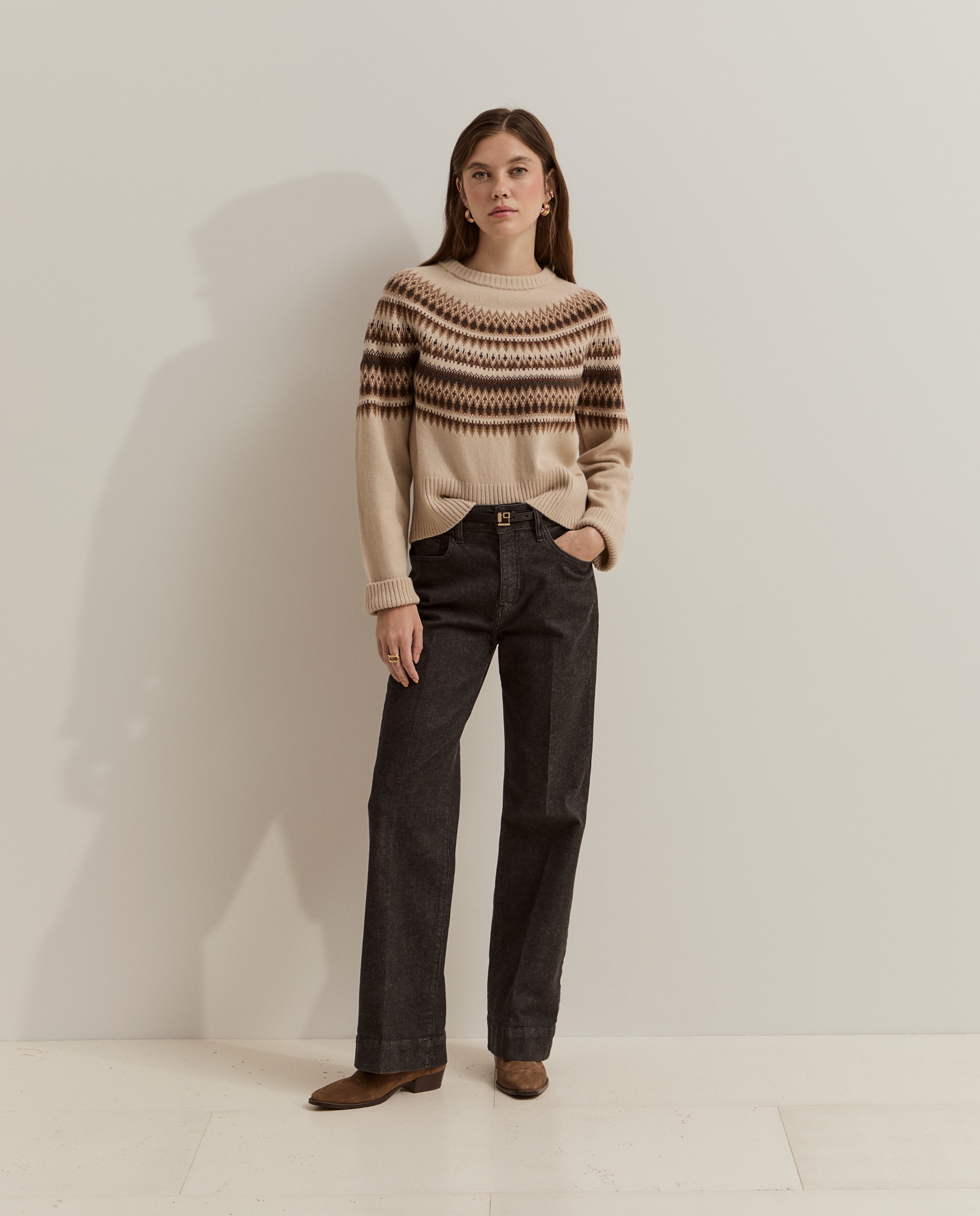 Pantalones de mujer vaqueros de pierna ancha - Lion of Porches - Gris oscuro Gris oscuro-1