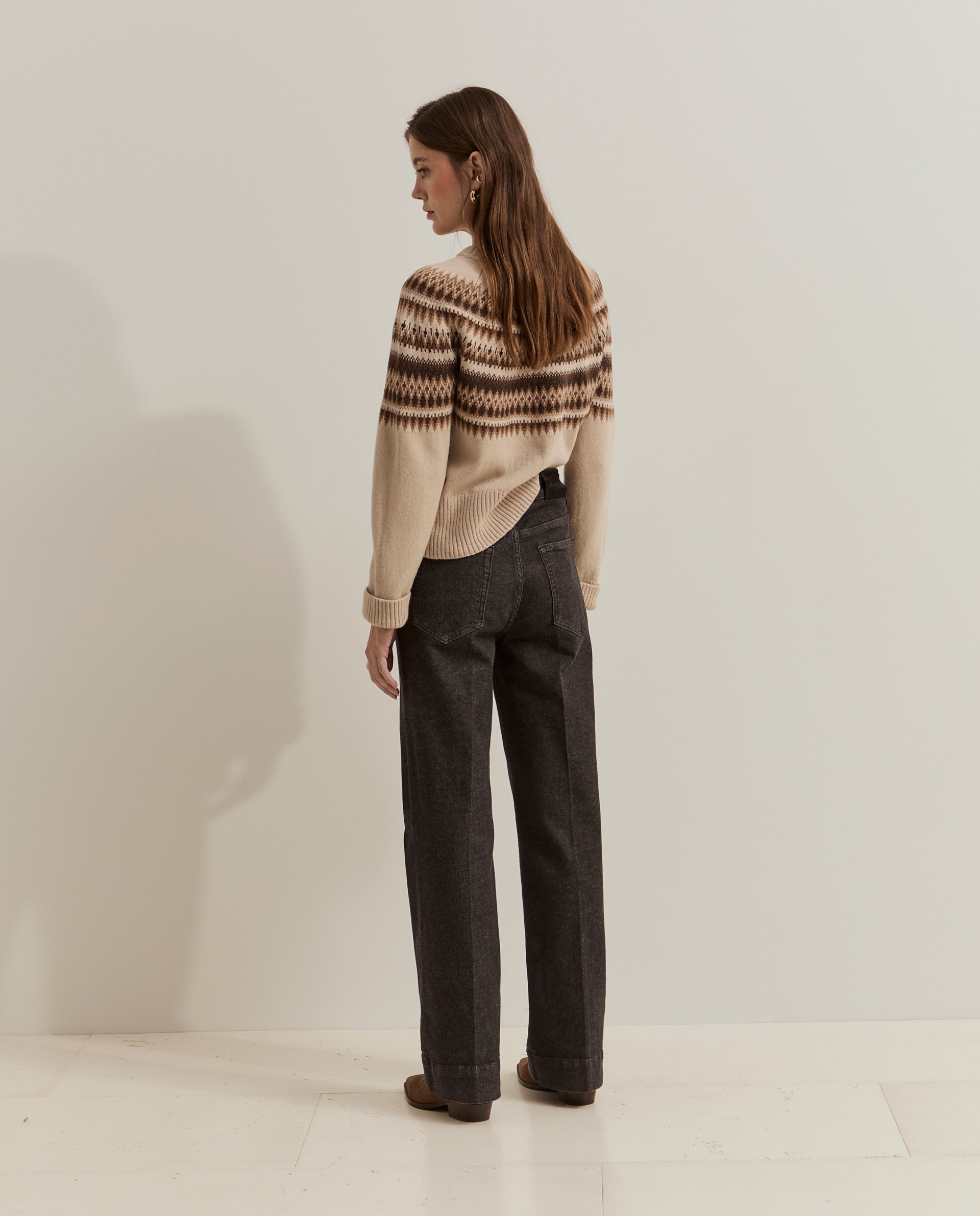 Pantalones de mujer vaqueros de pierna ancha - Lion of Porches - Gris oscuro Gris oscuro-3