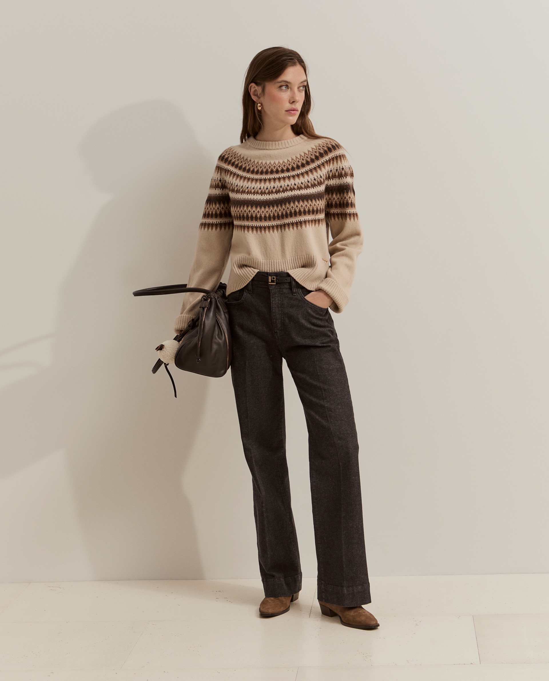 Pantalones de mujer vaqueros de pierna ancha - Lion of Porches - Gris oscuro Gris oscuro-4