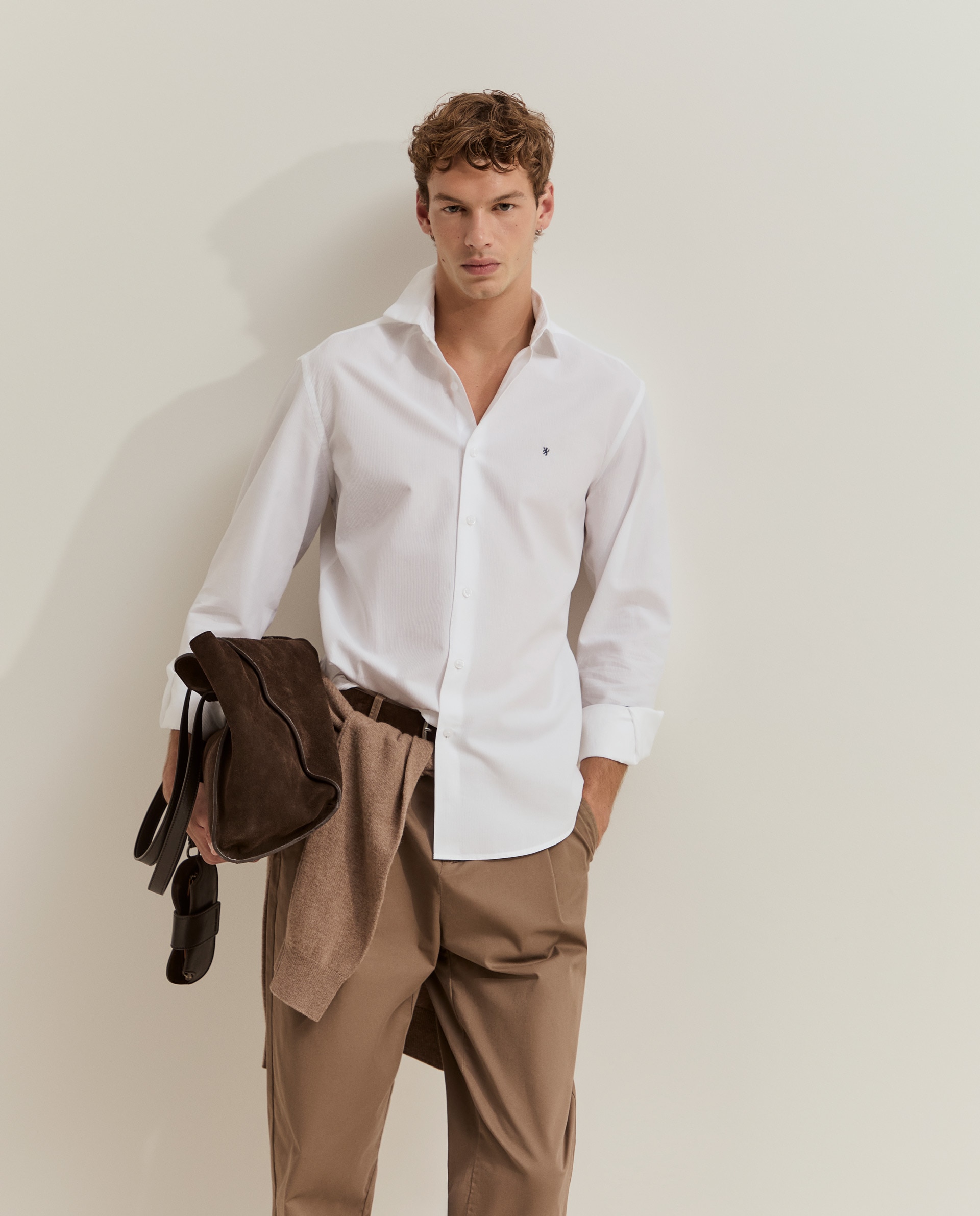 Imagen 0 de Camisa de hombre de algodón de corte ajustado Blanco