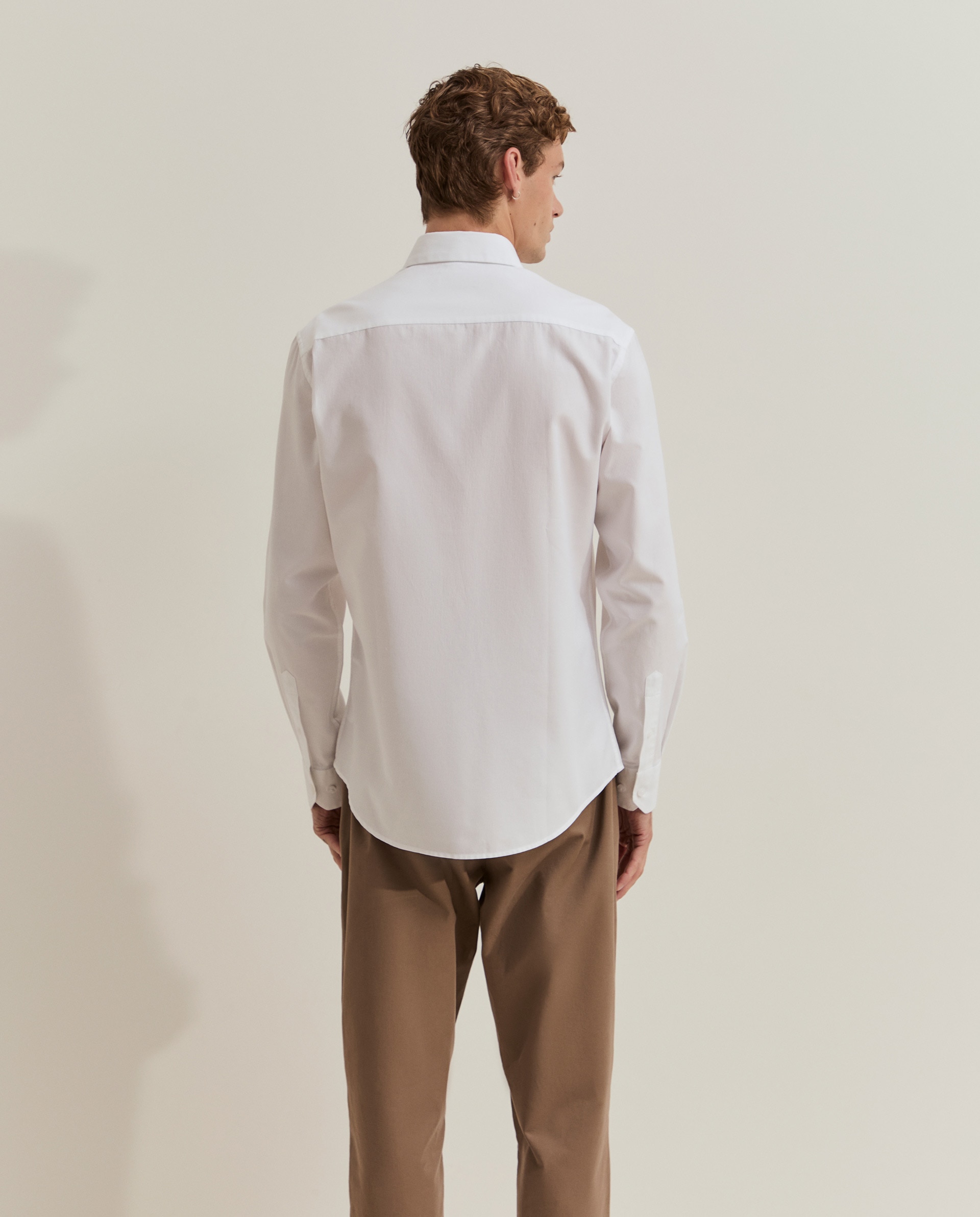 Camisa de hombre de algodón de corte ajustado - Lion of Porches - Blanco Blanco-3