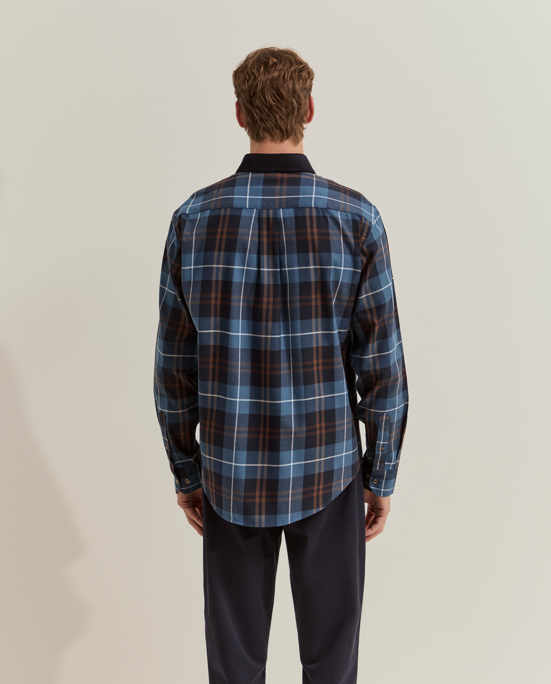 Camisa de hombre a cuadros de corte regular - Lion of Porches - Azul Azul-3