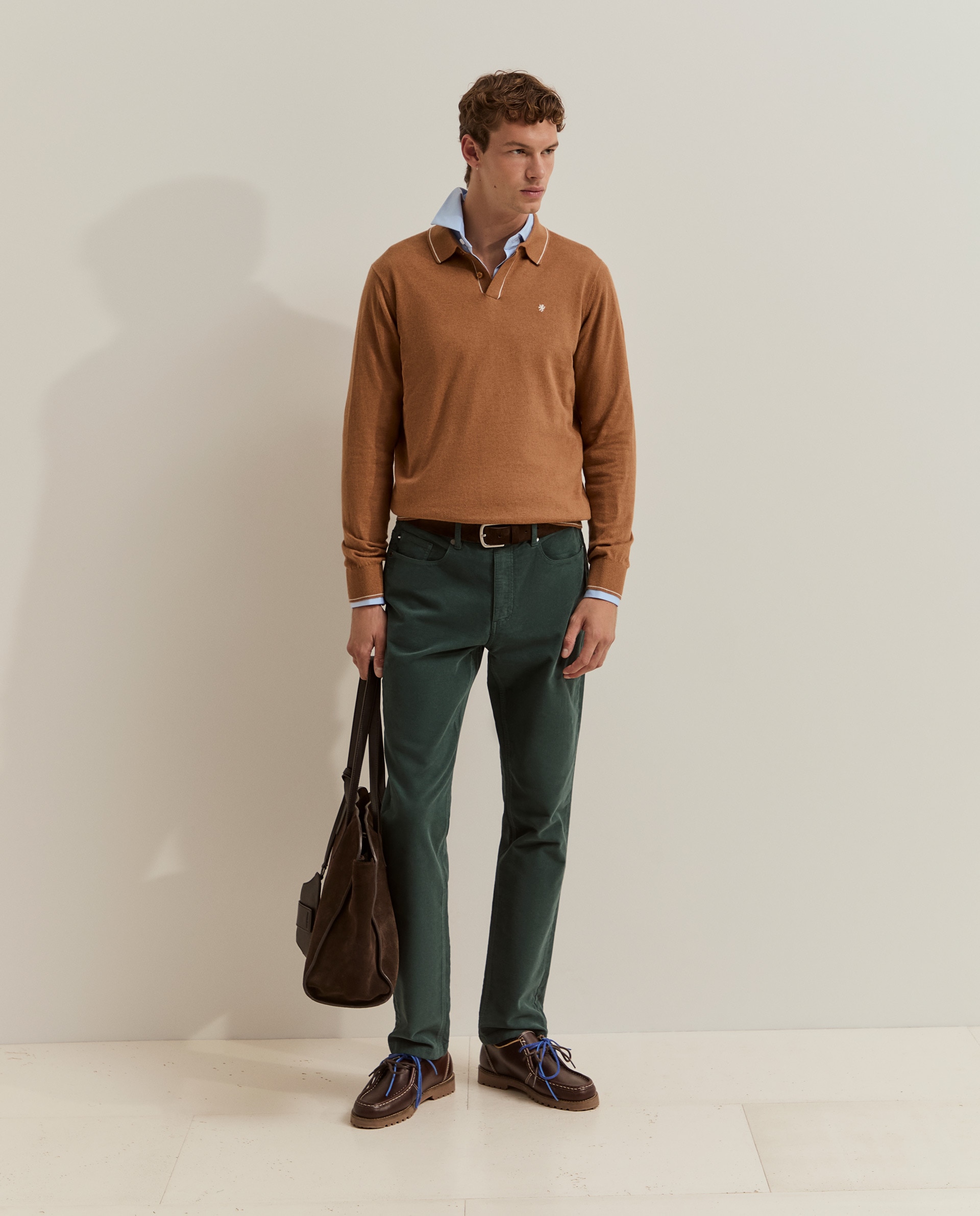 Imagen 1 de Pantalones de sarga de hombre de corte regular - Lion of Porches - Verde oscuro Verde oscuro
