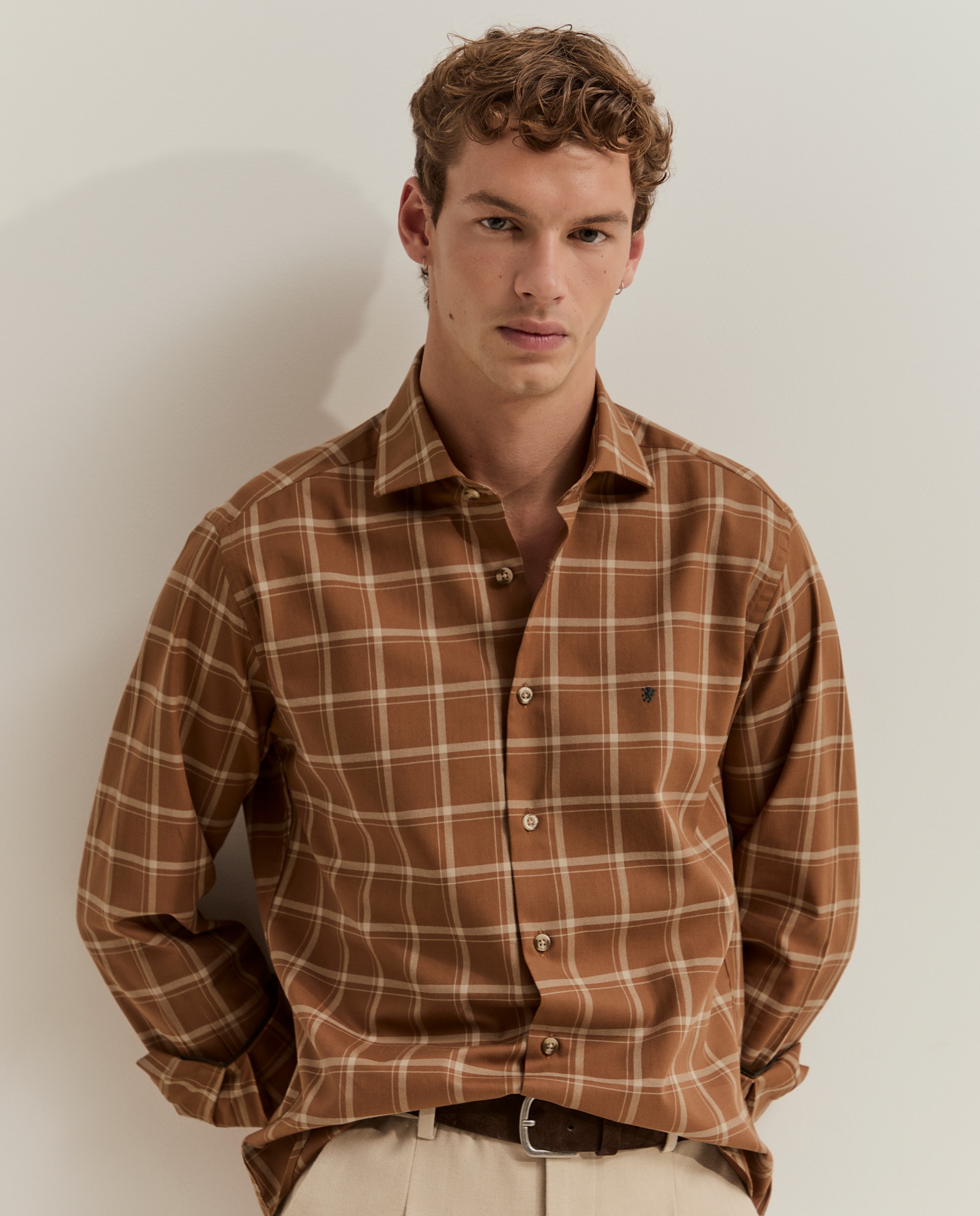 Camisa a cuadros de hombre de corte ajustado - Lion of Porches - Amarillo Amarillo-2