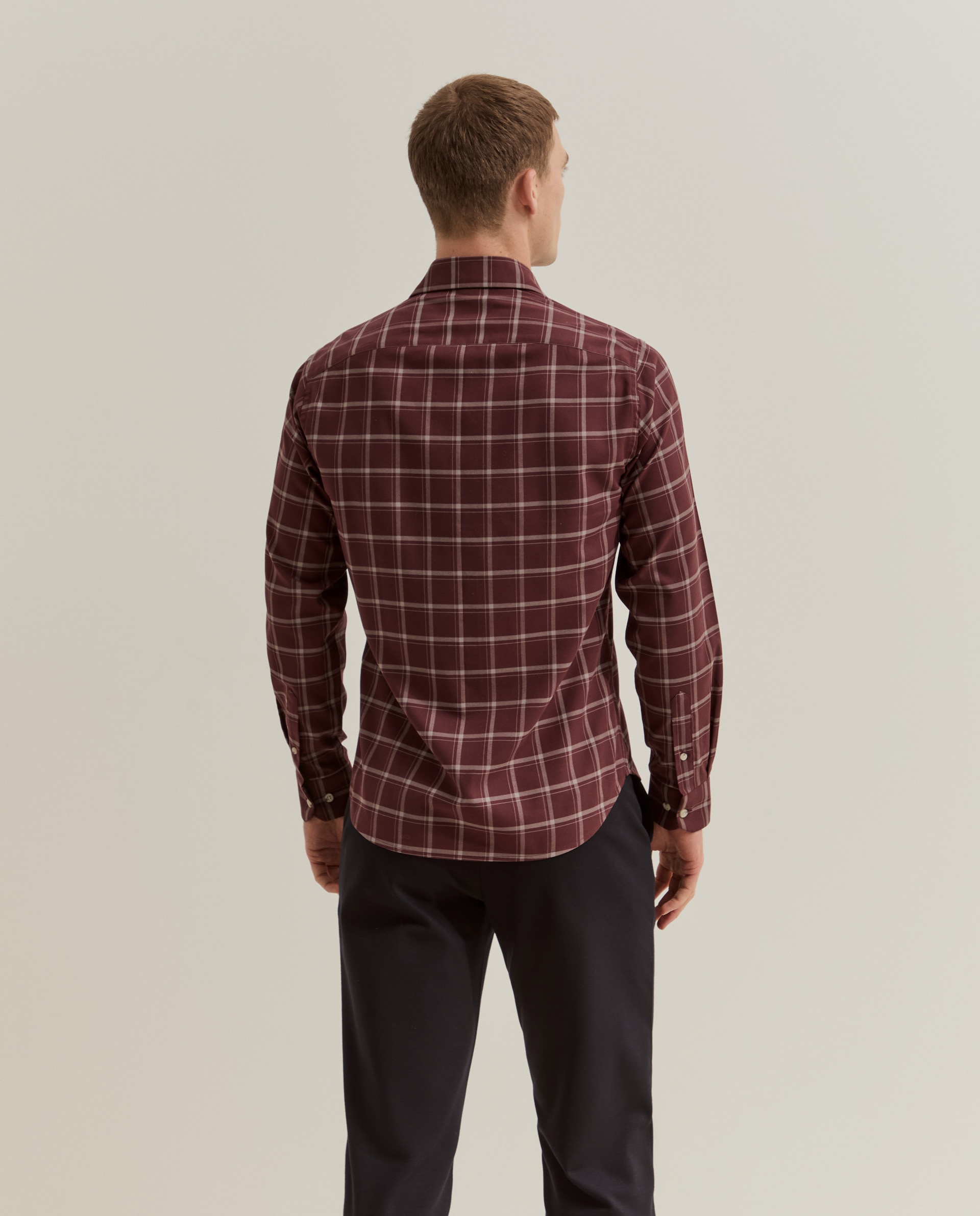 Camisa a cuadros de hombre de corte ajustado - Lion of Porches - Burdeos Burdeos-3