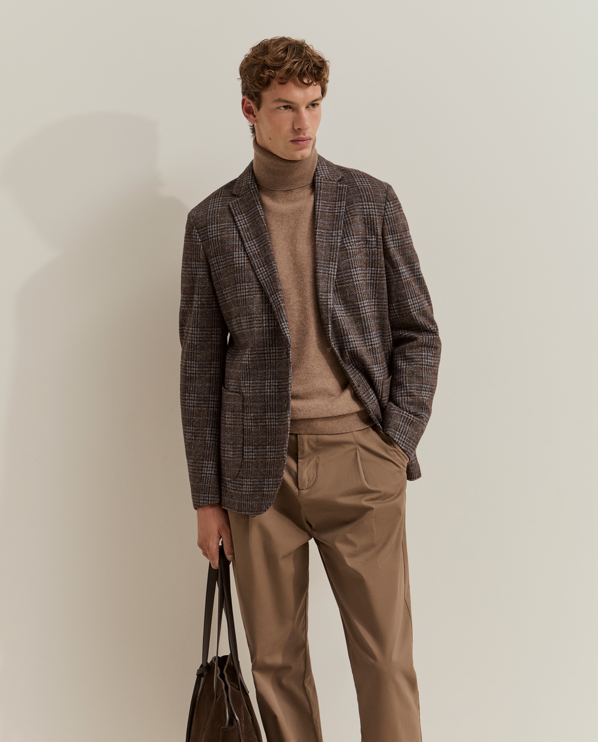 Blazer de hombre a cuadros con lana - Lion of Porches - Marrón Marrón-1