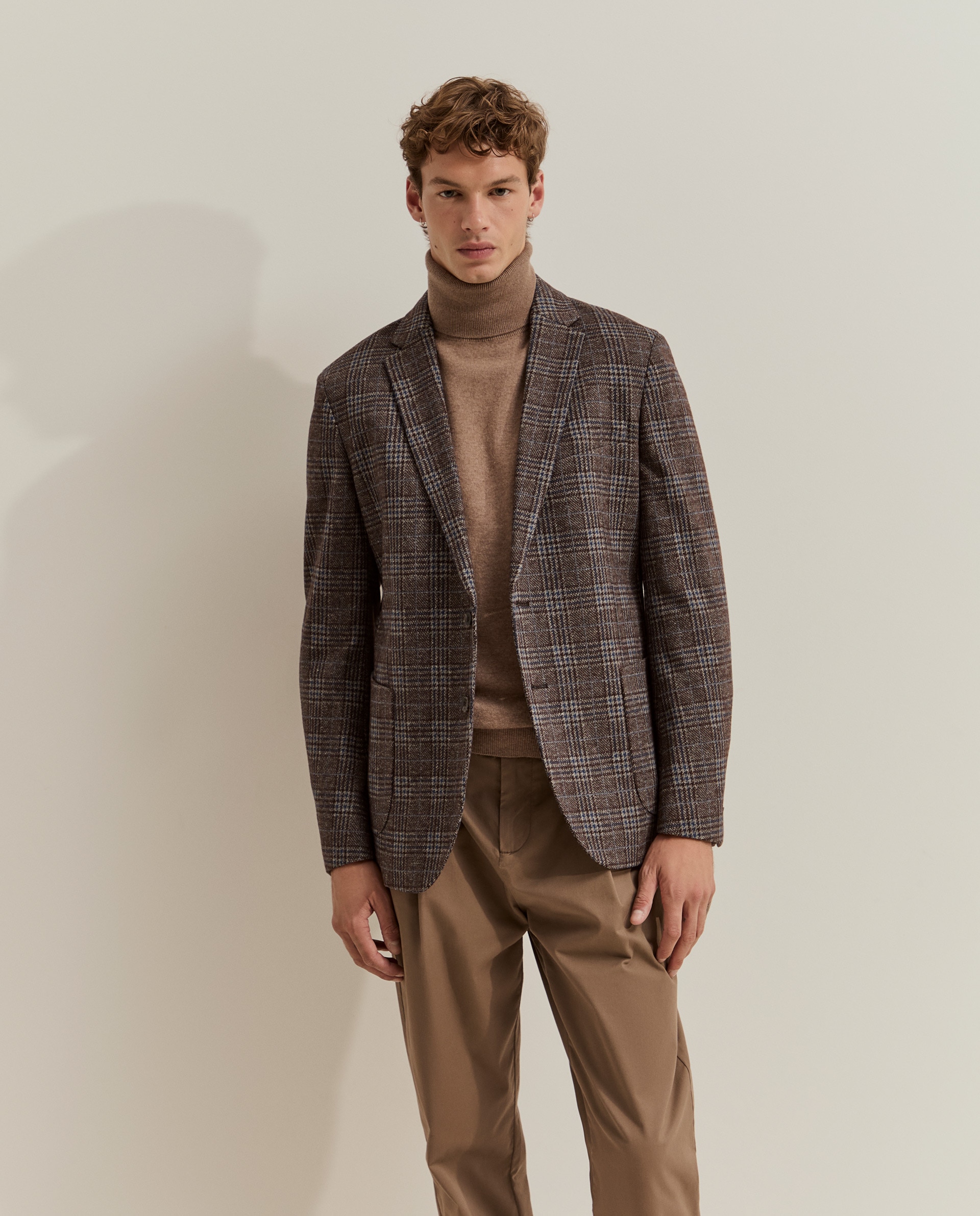 Blazer de hombre a cuadros con lana - Lion of Porches - Marrón Marrón-2